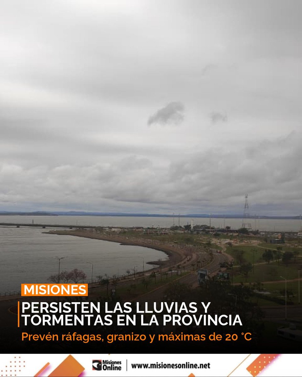 misionesonline's tweet photo. ¡Atención Misiones! 🌧️ Fuertes lluvias y tormentas persisten en centro y norte. Pronostican ráfagas, posible granizo y máximas de 20°C. Mantente informado.
https://t.co/W37hwYUH52
#Misiones #Tiempo #Alerta https://t.co/IsyUCWSIG6