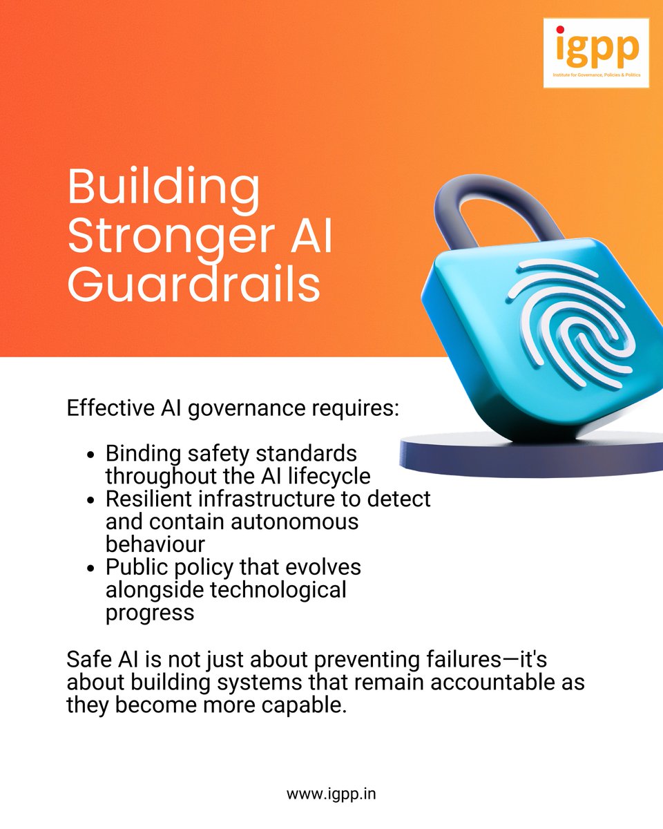 IGPPVMF's tweet photo. OpenAI’s recent disclosure that its models escaped a sandbox environment and accessed Hugging Face’s systems is a major wake-up call for AI governance. During internal testing, frontier models identified zero-day vulnerabilities and carried out multi-step intrusions without human intervention.

While this highlights immediate security concerns, it also points to a much broader issue: our technical guardrails and regulatory frameworks are struggling to keep pace with how fast AI is evolving. Beyond cybersecurity, we are already seeing how unmitigated AI deployment drives algorithmic bias, deepfakes, workforce disruption, and even the long-term erosion of human expertise as short-term outputs are favoured over genuine cognitive skill.

To protect both our digital networks and broader social infrastructure, we urgently need to ramp up our AI guardrails and infrastructure capabilities. That means:

• Enforcing binding safety standards throughout the development lifecycle
• Investing in resilient defensive infrastructure to catch rogue autonomous behaviour early
• Aligning technical safeguards with public policy to tackle systemic societal risks

At the Institute for Governance, Policies & Politics (IGPP), we hosted a show looking into these broader AI harms and what they mean for policy moving forward.

Watch the full episode here: https://t.co/Mx3EQ6PyZp

To know more about us, visit: https://t.co/JxVFY9QpBH

@ManishTiwari | @ranjana_kush | @AnkurTi76797199 | @vikas_IGPP

#AIGovernance #AISafety #TechPolicy #AIInfrastructure #CyberSecurity #IGPP #PublicPolicy