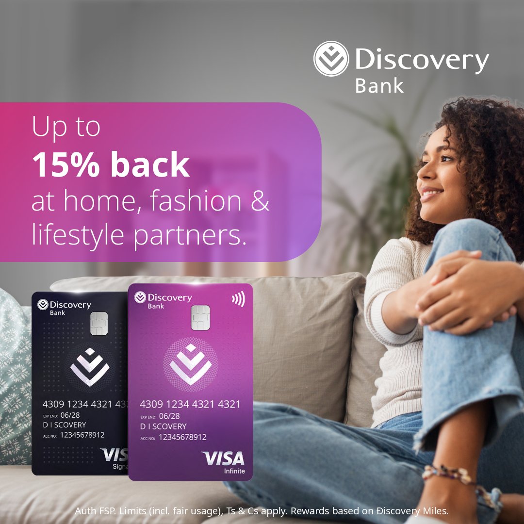 Discovery_SA's tweet photo. More lifestyle rewards, more everyday value! Discovery Bank clients get rewards at shopping partners, plus Ðiscovery Miles back on HealthyFood and much more. Open a Discovery Bank account today to get started.