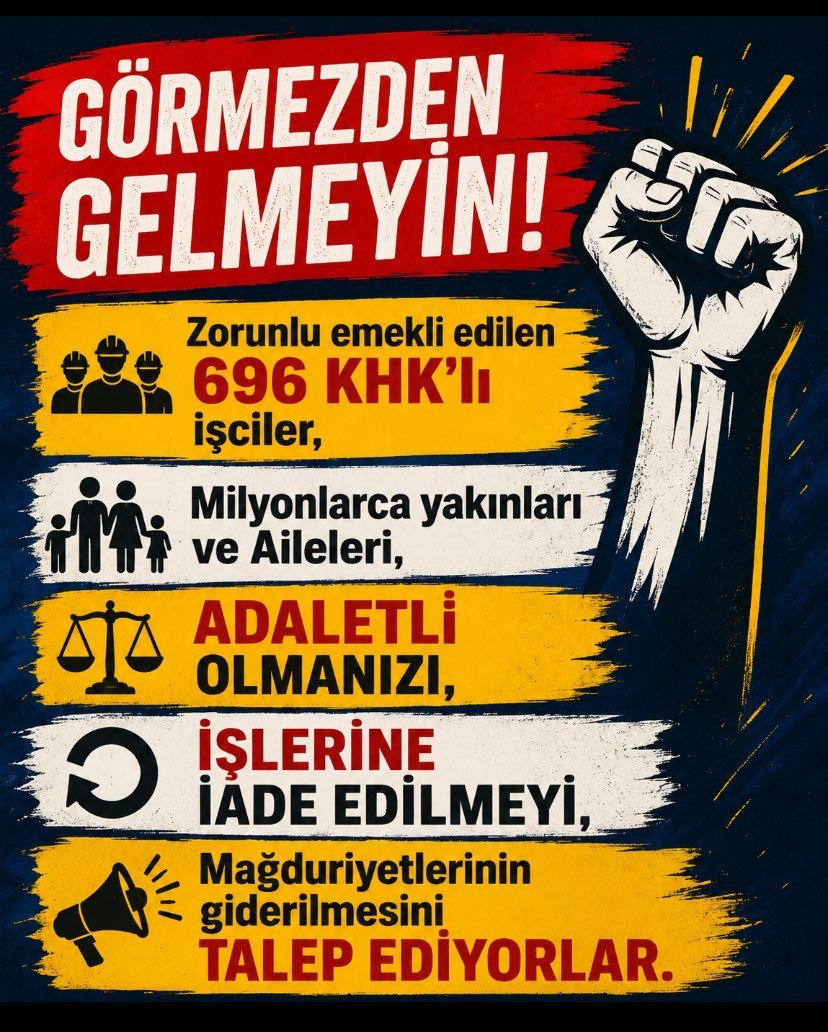 kk_098_098's tweet photo. @EYTLEVENTATACA1 @muzeyyensevkin @kozatv01 “696 KHK ile bizler iradelerimiz dışında emekli edildik. Ne iş var ne gelecek,sadece yoksulluk ve belirsizlik var. Çalışma hakkı gasp edilen biz zorunlu emeklilerin sesi artık duyulmalı.”#AnayasalHak  @RTErdogan @abakingurlek  @csgbakanligi @Akparti #yeniparti #yks2026 https://t.co/EUbpvQvkAW