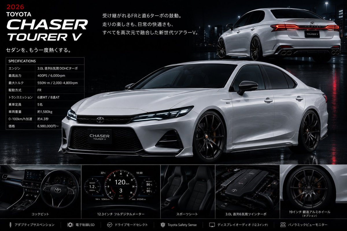 c_c_cl7's tweet photo. 新型チェイサー、あったら1200%買うんだけどな
頼むよモリゾー https://t.co/uEQKTfBdNy