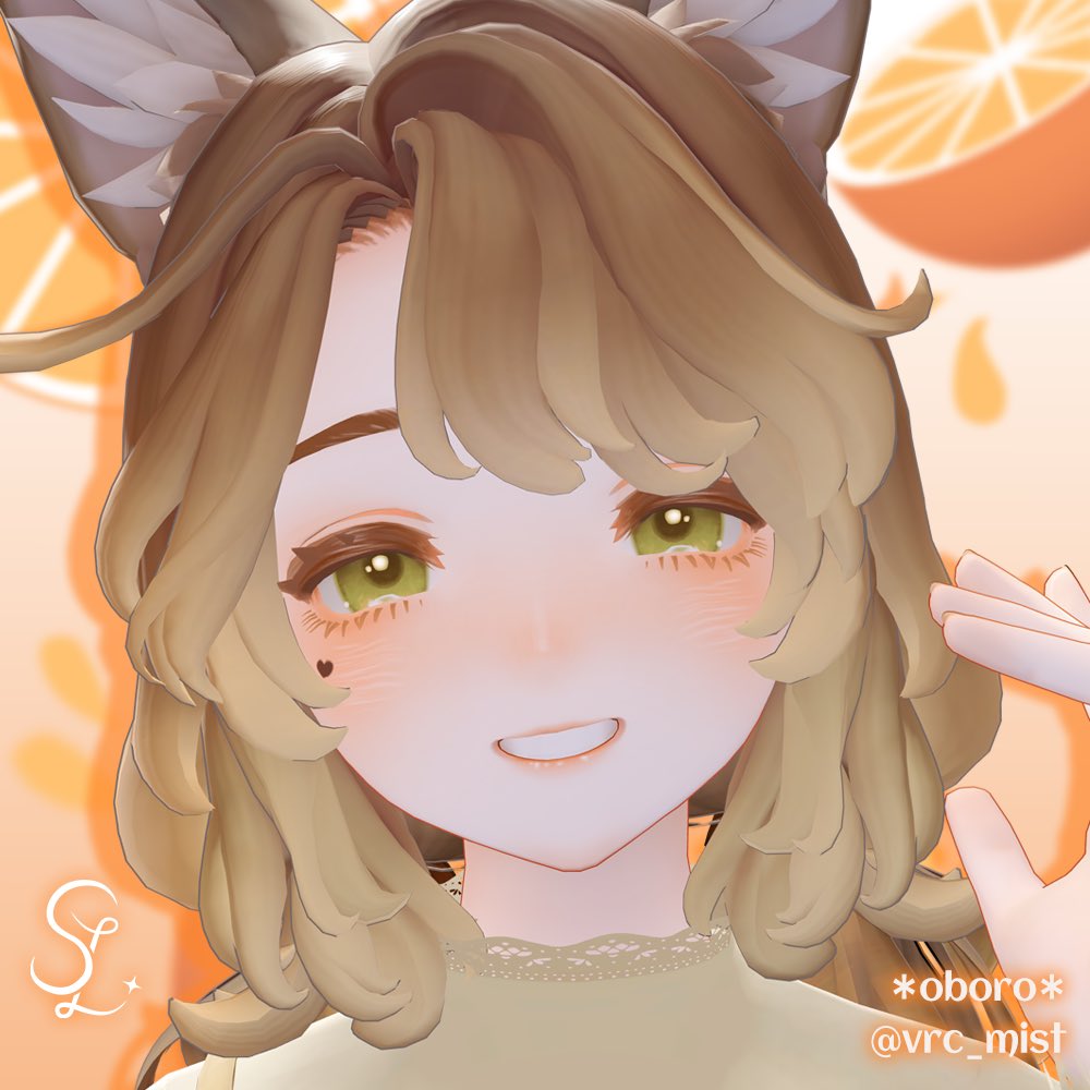 vrc_mist's tweet photo. #StellA_Light 様の新作「Marycia Orange make up」のテスター、モデルをさせて頂きました！🍊
マリシアちゃんの雰囲気にぴったりな可愛くて素敵なメイクなのでおすすめです！

引用元で発売記念のキャンペーンを実施中なのでぜひチェックしてみてくださいね！
#VRChat #Marycia3D #PR https://t.co/tKUwrGwTp8
