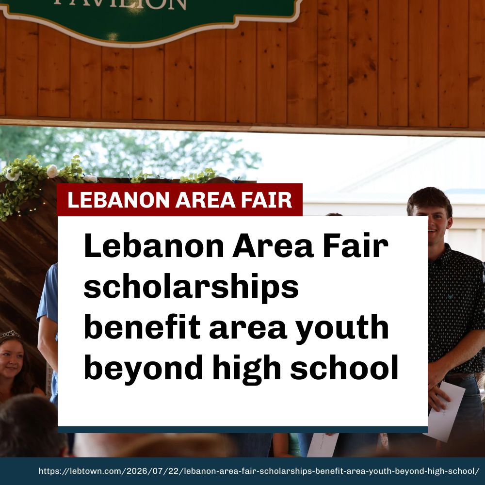 LebanonTown's tweet photo. Lebanon Area Fair scholarships provide funding to local youth participants pursuing higher ed opportunities after high school. https://t.co/ECdoMsydmN https://t.co/QGBeTihQtr