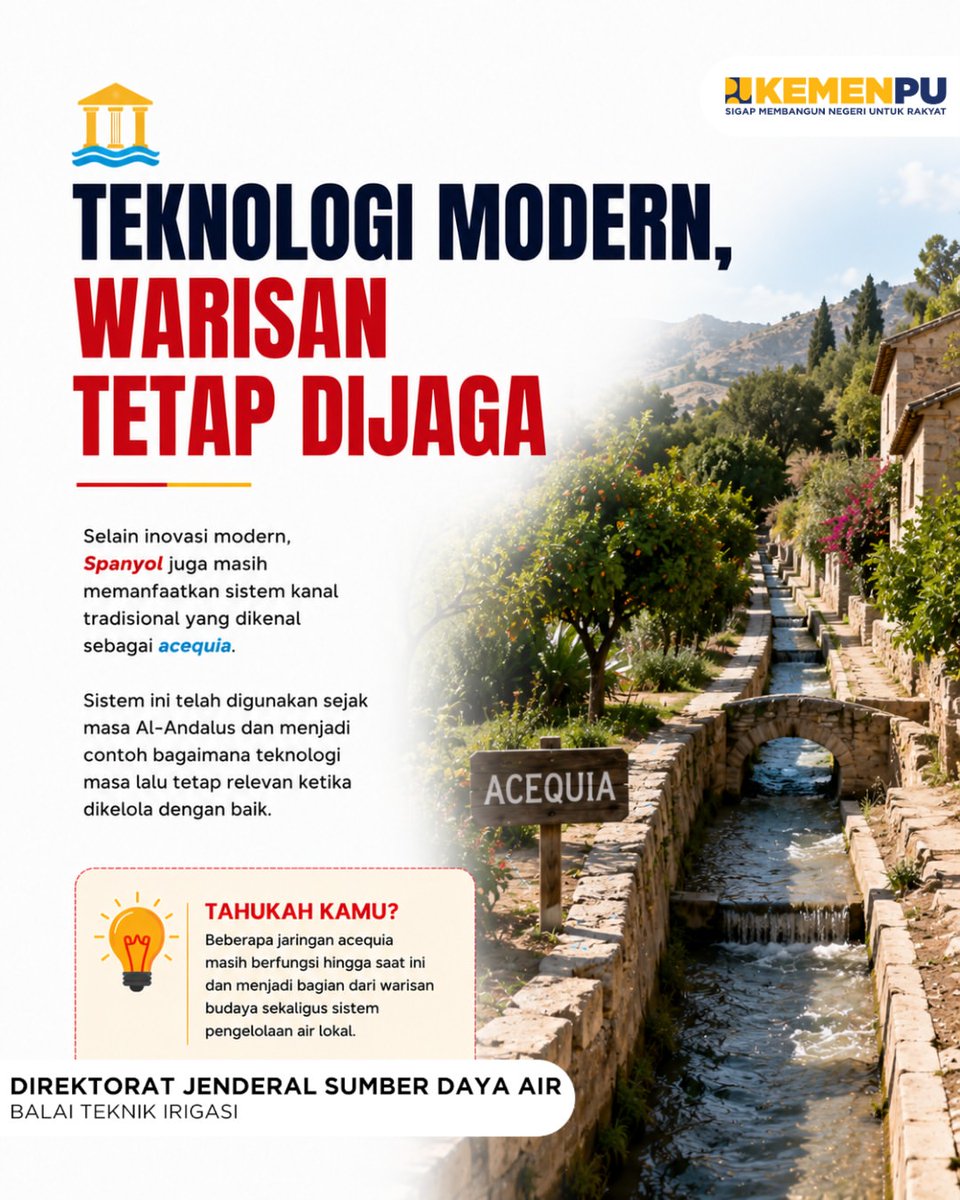 pu_sda_sum1's tweet photo. Nah, #SahabatBTI tau nggak sih? Di balik prestasi sepak bolanya, Spanyol juga dikenal sebagai salah satu negara yang terus berinovasi dalam pengelolaan sumber daya air dan teknologi irigasi untuk mendukung produktivitas pertanian. 💧 https://t.co/5sjq6jBLM2