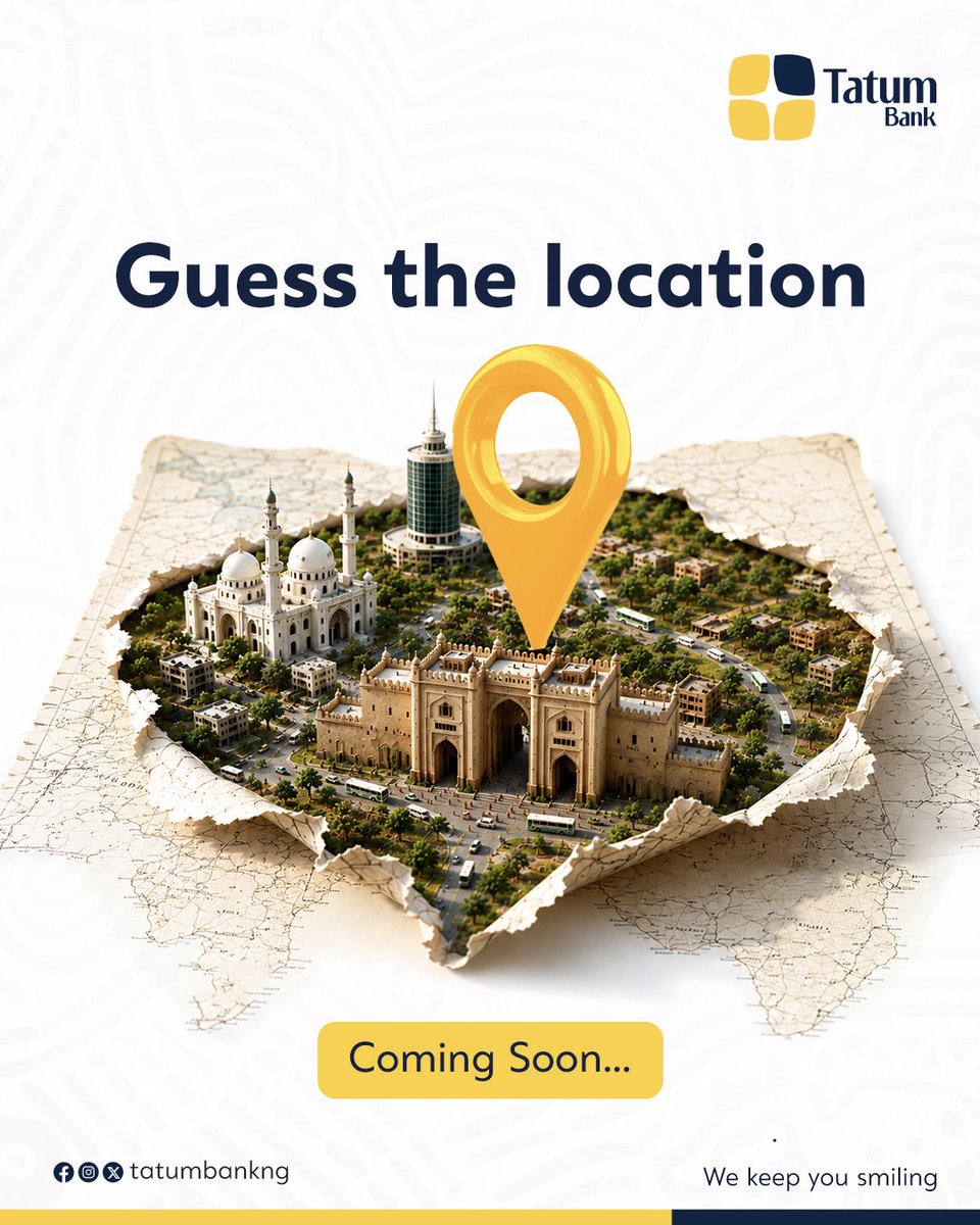 tatumbankng's tweet photo. Hi guys, guess what...

Our next Client Centre is almost here and we're bringing more smiles to a new city.

Where do you think we're opening next?

Share your guess below. 👇

#ComingSoon #ClientCentre #TatumBank #WeKeepYouSmiling💛 https://t.co/d2dBXrjSGN