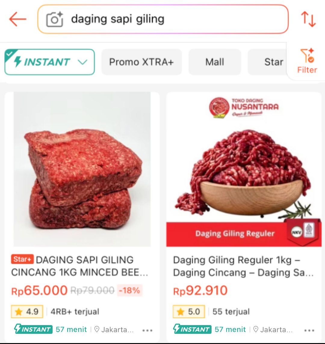 keche7801's tweet photo. Mau masak bakso tapi dagingnya kelupaan dibeli 🤦🏻‍♀️ Untung ada Shopee, langsung checkout daging sapi di Shopee Belanja Instant 1 Jam Tiba! Pengirimannya kilat, daging segar &amp; dapet Diskon 50% + Gratis Voucher Kalau Telat. Mantap! #DagingTelurShopeeInstant1Jam https://t.co/Cvl1c00mGC