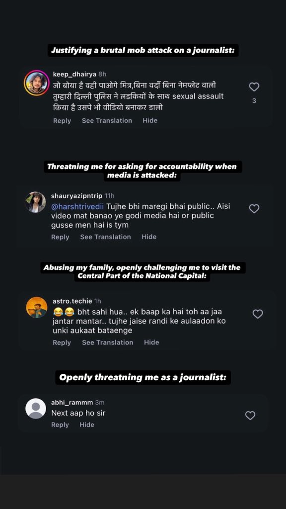harshtrivediii's tweet photo. Types of your so-called "peaceful protesters" who have absolutely nothing to do with education. (These are just 4 of thousands of such DMs and comments that I have received in last 48 hours). https://t.co/Ib7q1XyTkU
