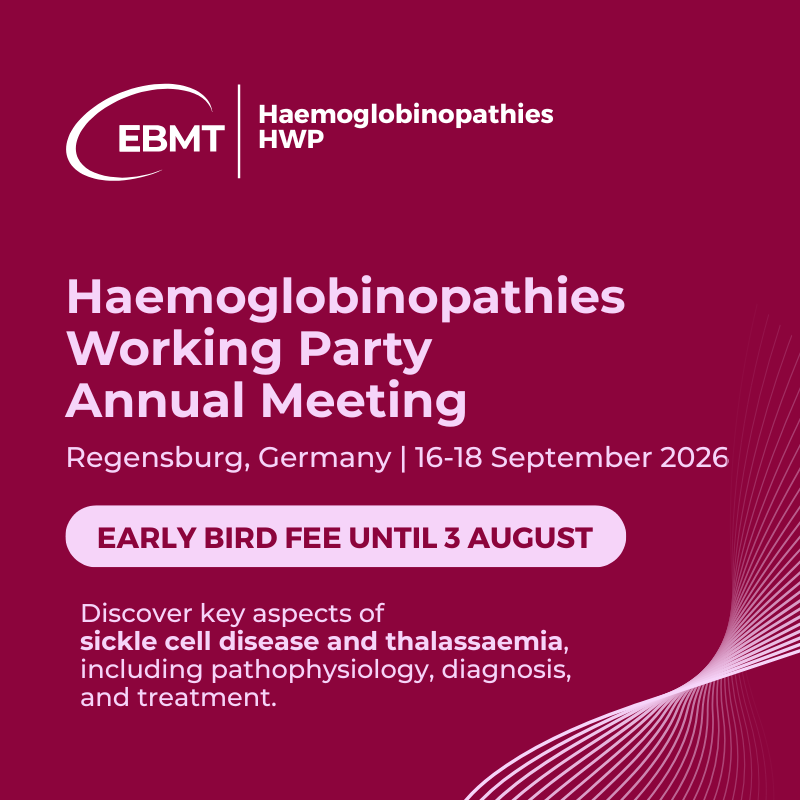 TheEBMT's tweet photo. 🗣️ Explore the latest in sickle cell disease and thalassaemia; from pathophysiology to cutting-edge treatments.

Save your seat at the Early Bird price until 3 August and join leading experts in Regensburg in September ➡️ https://t.co/zp8fzmKw6G

💡 Now in its 8th edition, this meeting has become a well-established and highly valued event in the field of haemoglobinopathies.

#thalassemia #sicklecelldisease #patientcare