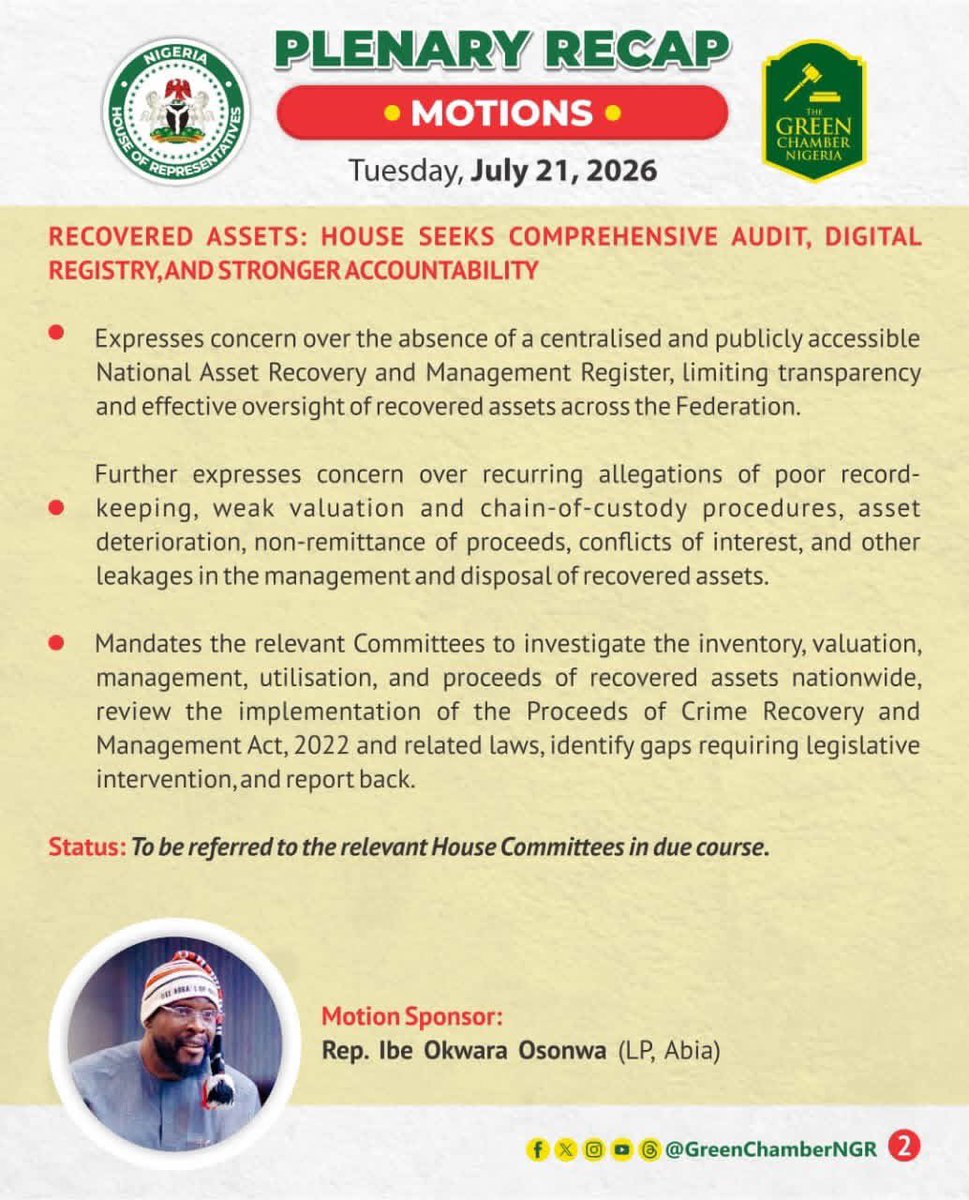 HouseNGR's tweet photo. The House also adopted resolutions arising from Motions on Notice on:

• Foreign Affairs
• Public Accountability
• Disaster Response

Swipe through the flashcards for a detailed breakdown.

#HouseNGR #10thAssembly #ThePeoplesHouse https://t.co/mAORpuuFVb