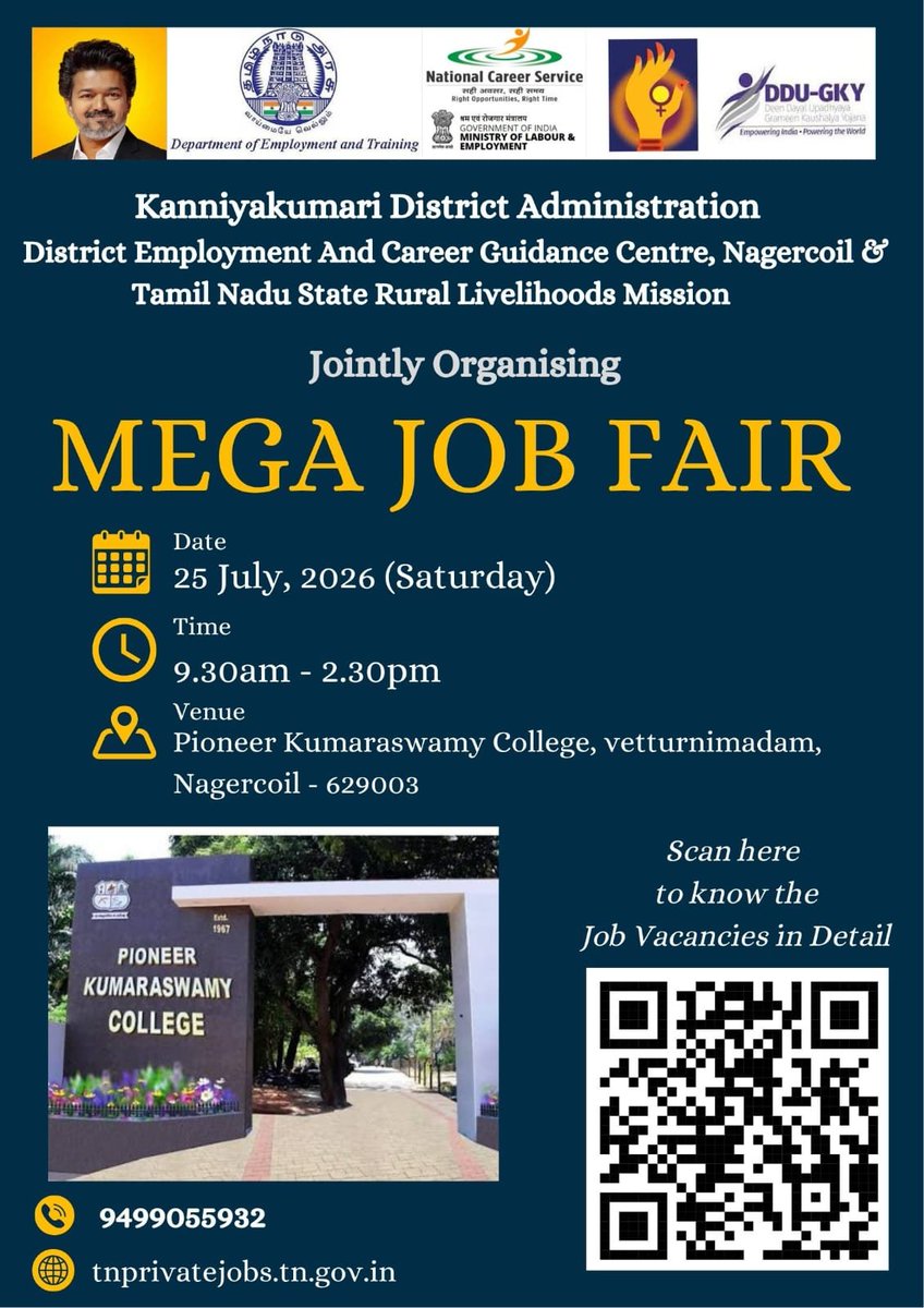 collectorkki's tweet photo. #MegaJobFair 25th july
@CMOTamilnadu @TNDIPRNEWS https://t.co/eIOzxzbl9c