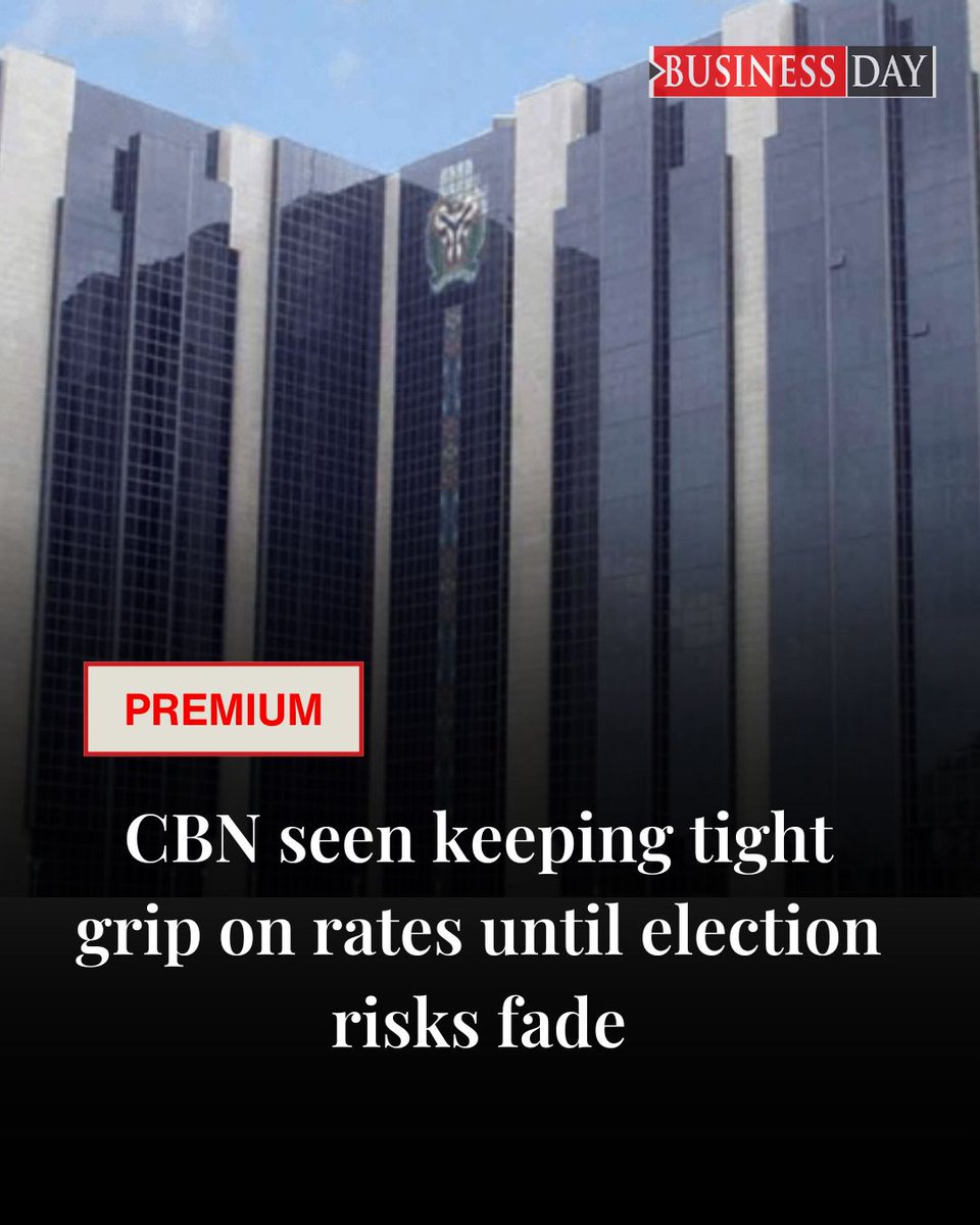 BusinessDayNg's tweet photo. Nigeria’s central bank is expected to keep interest rates unchanged until the country’s election cycle draws closer to an end, as policymakers prioritise taming inflation and preserving exchange-rate stability over stimulating growth, according to economists.

The Central Bank of Nigeria (CBN) on Tuesday retained its benchmark Monetary Policy Rate at 26.5 percent for a second consecutive meeting, a decision widely anticipated by markets despite inflation easing marginally to 15.91 percent in June from 15.93 percent in May...

Read more: https://t.co/UW4MTa8ETz