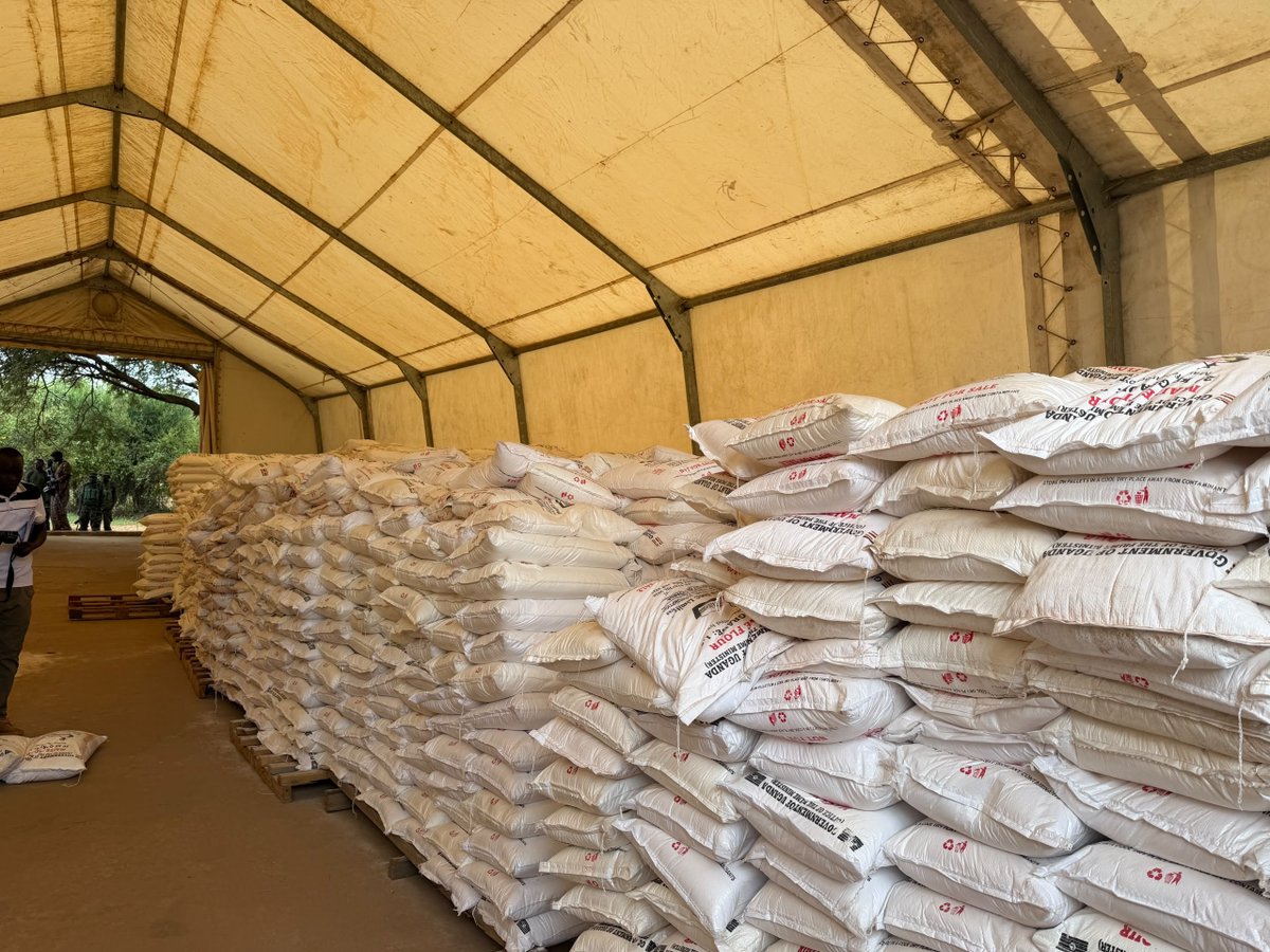 SamEngola3's tweet photo. I am here in Kaabong district today to officially launch the distribution of over one million kilograms of food relief across the region.

As agreed by the government, this exercise will ensure that vulnerable families receive 10 kg of beans and 20 kg of posho every month for the next two months. 

This food is clearly labeled 'Government of Uganda NOT FOR SALE,' Any individual or official caught selling or buying these supplies will be arrested and prosecuted to the full extent of the law.

This vital support will sustain our people as they prepare to cultivate their fields during the upcoming second rainy season.

On behalf of the @GovUganda , I want to express my deepest gratitude to His Excellency President @KagutaMuseveni and the Cabinet for approving UGX 45 billion from the contingency fund to procure this relief for our people in need. 

I also sincerely thank our security forces for their continuous support in maintaining order and safety throughout this distribution process.

Karamoja affairs minister Hon John Baptist Lokii, state minister Esther @EstherAnyakun , @MODVA_UPDF 3rd Division commander and other sister security forces are here to support this exercise.