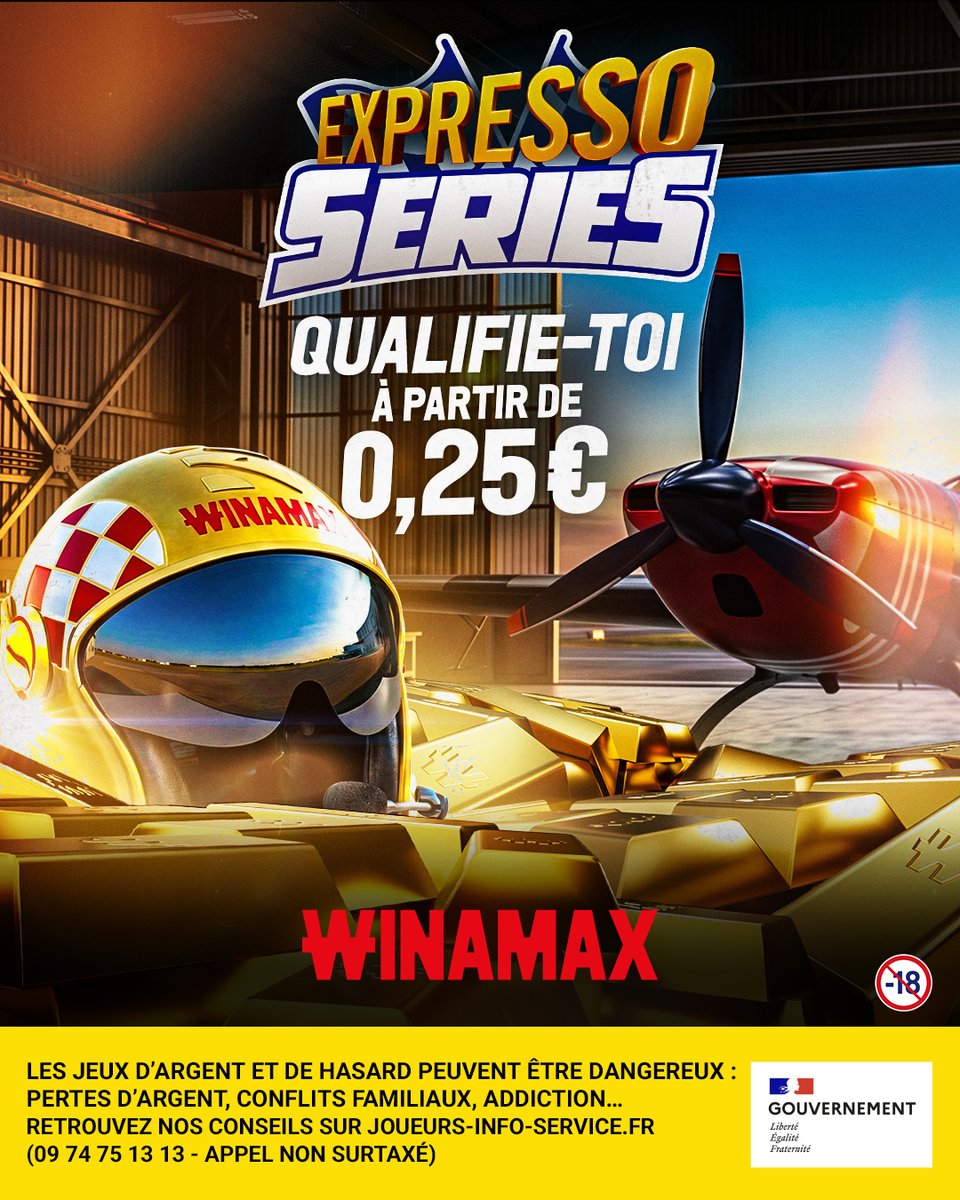 Winamax's tweet photo. 🛩️ Faites le plein de tickets Winamax Series dès maintenant grâce aux Expresso Series à partir de 0,25 €.

🎁 Quel est le plus gros multiplicateur qui soit tombé à ta table ? Un ticket Expresso Series 25 € à gagner.

✍️ Ta réponse + RT + Like + Follow et ton pseudo Winamax.