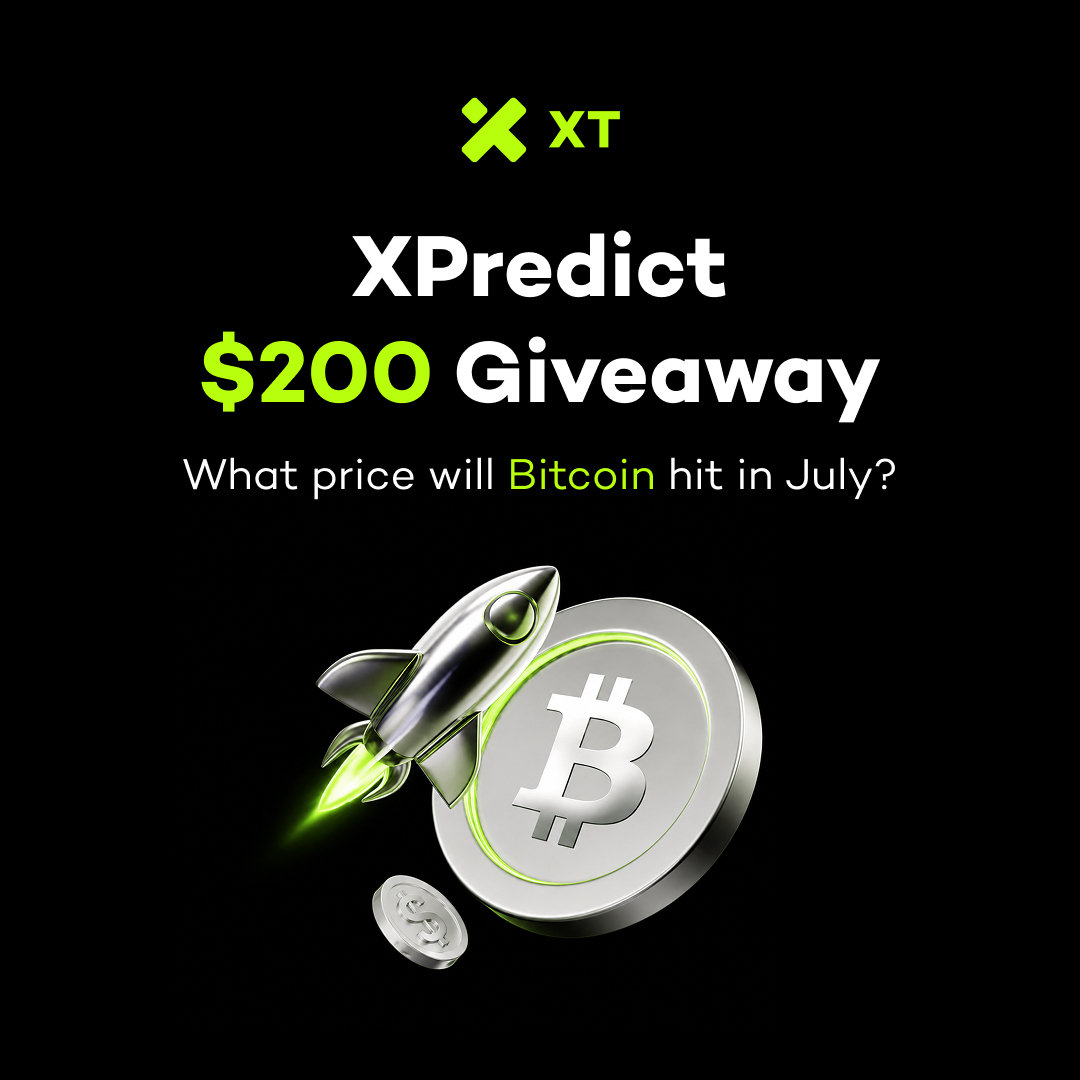 XTexchange's tweet photo. 🎁 XPredict $200 Giveaway

What price will #Bitcoin hit by the end of July? 📈

How to join:
✅ Follow @XTexchange
✅ Join https://t.co/JNJLXkpG2D
✅ Like &amp; Repost
✅ Comment your BTC July price prediction: https://t.co/US5wNbeLpn + XT UID

#XPredict #BTC #Giveaway https://t.co/OdWBhiRBtl