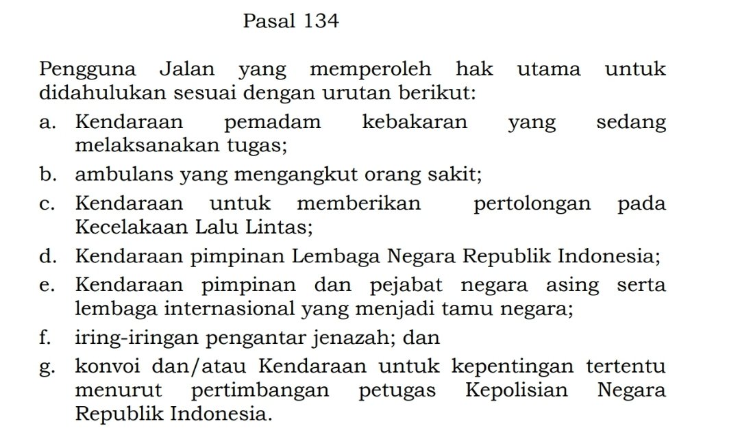 AkunBkom's tweet photo. @merapi_uncover Di UUnya (pasal 134 ayat 2) disebutkan "orang sakit".

Mau sakit perut kek, cantengan kek, kalau sudah pakai ambulan, berhak membunyikan sirine dan didahulukan.

.

https://t.co/p7TotZ97D2

https://t.co/azA2c594pT

. https://t.co/iKfBZ7NQk9