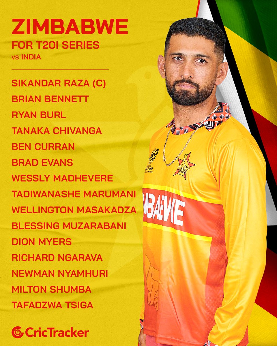 Cricketracker's tweet photo. Zimbabwe have announced their 15-member squad for the three-match T20I series against India.

#ZIMvsIND https://t.co/DxkFpI7isj