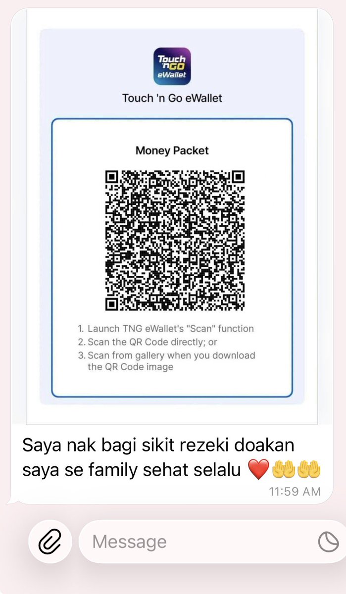 theqishh_my's tweet photo. Just awareness guyssss kalau ada org dm giniii pls jangannnnnn scan jaeball.

i bodoh sat pagi tadi dgn peningnya pi scan HAHAHAHAHAHAH nasib tele saya ada 2 step verification 😭☝🏻 terus log out all devices. Now qhisau dia affect tng tak eh 😔 https://t.co/CtyTOYzZ6c