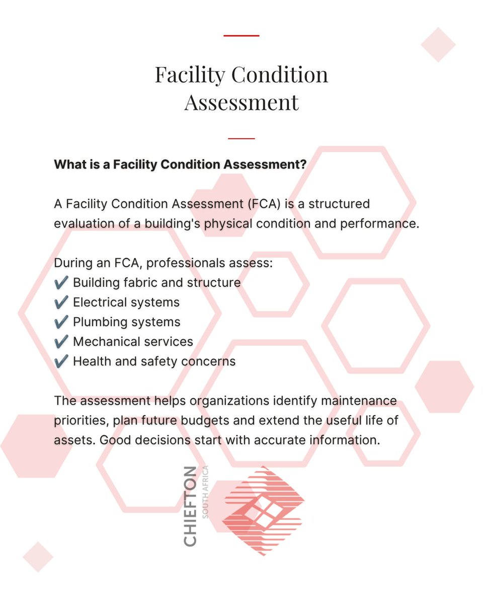ChieftonSA's tweet photo. Look beyond what meets the eye.

Every inspection is an opportunity to identify risks, improve performance and extend the life value of assets.
#KnowledgeWednesday #FacilityConditionAssessments #BuildingInspections #ChieftonFacilitiesManagement https://t.co/4nq7CzwOrJ