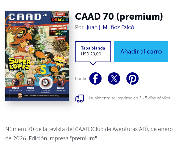 Juanjoide's tweet photo. ¡Los #CAAD70 (https://t.co/etppMtUEMF) y #CAAD71 (https://t.co/VHqJ9iHhvC) ya están disponibles en Lulu! Si no llegaste a tiempo de pedírtelos en su tirada inicial, ahora puedes conseguirlos mientras esperas el inminente #CAAD72. ¡Hazte con todos! 😄 https://t.co/sBNYmdh3AL