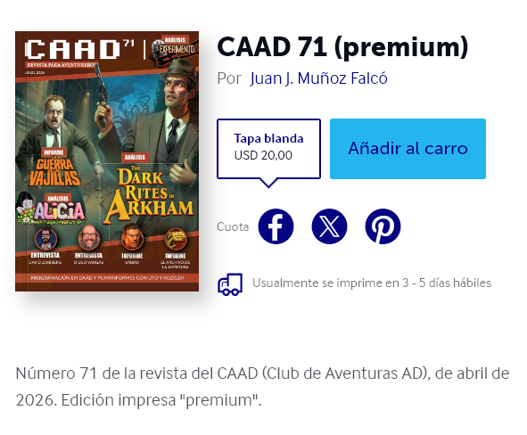Juanjoide's tweet photo. ¡Los #CAAD70 (https://t.co/etppMtUEMF) y #CAAD71 (https://t.co/VHqJ9iHhvC) ya están disponibles en Lulu! Si no llegaste a tiempo de pedírtelos en su tirada inicial, ahora puedes conseguirlos mientras esperas el inminente #CAAD72. ¡Hazte con todos! 😄 https://t.co/sBNYmdh3AL