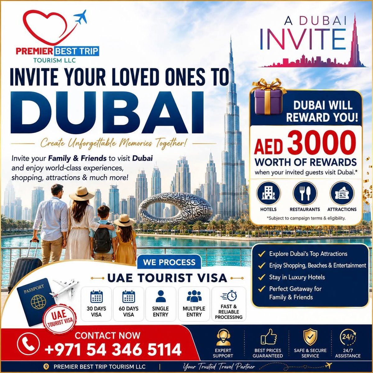premierbesttrip's tweet photo. 𝐈𝐧𝐯𝐢𝐭𝐞 𝐘𝐨𝐮𝐫 𝐋𝐨𝐯𝐞𝐝 𝐎𝐧𝐞𝐬 𝐭𝐨 𝐃𝐮𝐛𝐚𝐢! ✈️

#DubaiInvite #VisitDubai #Dubai2026 #DubaiTravel #DubaiTourism #UAETouristVisa #VisitUAE #TravelDubai #PremierBestTrip #TravelWithUs #DubaiHoliday #FamilyTravel #FriendsTrip #ExploreDubai #DubaiLife #TourismLLC https://t.co/zqyzcidF0K
