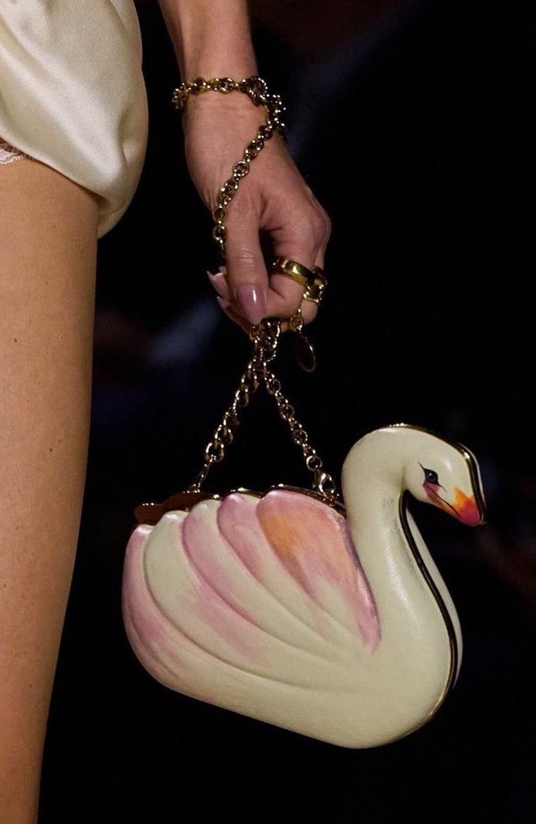 soIesque's tweet photo. big fan of the hand-painted swan bag from Chloé S/S 2026 https://t.co/ebCd0Em1MQ