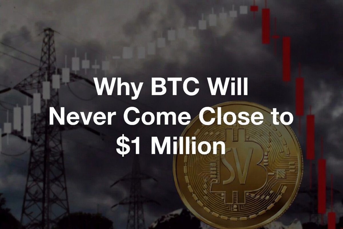 BullRushClub's tweet photo. Why Bitcoin (BTC) Will Never Come Close to $1 Million — Not Even Hundreds of Thousands

At one million dollars per BTC, the mining system would attempt to absorb roughly 7% of global electricity production.

That’s not a modest increase. It’s nearly two years of normal worldwide electricity demand growth — slammed on top of AI data centres, EVs, industrial electrification and everyday economic expansion. 📈

The result? Skyrocketing wholesale electricity prices, embedded inflation across steel, cement, food, transport, and manufacturing, and ultimately stagflation — higher prices and lower growth.

No responsible economist disputes the physics. Energy supply is inflexible in the short run. A speculative asset trying to consume that much power would break the system long before it ever approached that price.

Real Bitcoin (SV) was built for a completely different reality.

Instead of competing for the title of digital gold, Bitcoin SV delivers real utility at global scale:
- Unlimited on-chain capacity (Teranode >1.1 million TPS)  
- Fees in fractions of a cent  
- On-chain data storage for AI agents and enterprise use

The same energy used productively for actual economic activity — not just securing a store-of-value narrative.

This is why BTC’s price ceiling is structural, not just cyclical.  
The physics and economics don’t allow it — not $1 million, and not even close to hundreds of thousands in any sustainable way.

In contrast, Real Bitcoin (SV) has a far higher structural ceiling  
Because it is designed for massive real-world utility, its value could grow orders of magnitude higher without triggering the same destructive energy shock.

The flippening isn’t a matter of if.
It’s only a matter of when.

The storm is coming. 💥

Sources:
- Analysis of Bitcoin mining electricity demand at high price levels (2026)
- Global electricity supply constraints and marginal pricing dynamics
- BSV Association Teranode performance reports (2026)
- Historical documentation on energy shocks and stagflation effects

#RealBitcoin #BitcoinSV #BSV #SatoshiVision #FunctionalUtility #EnergyReality