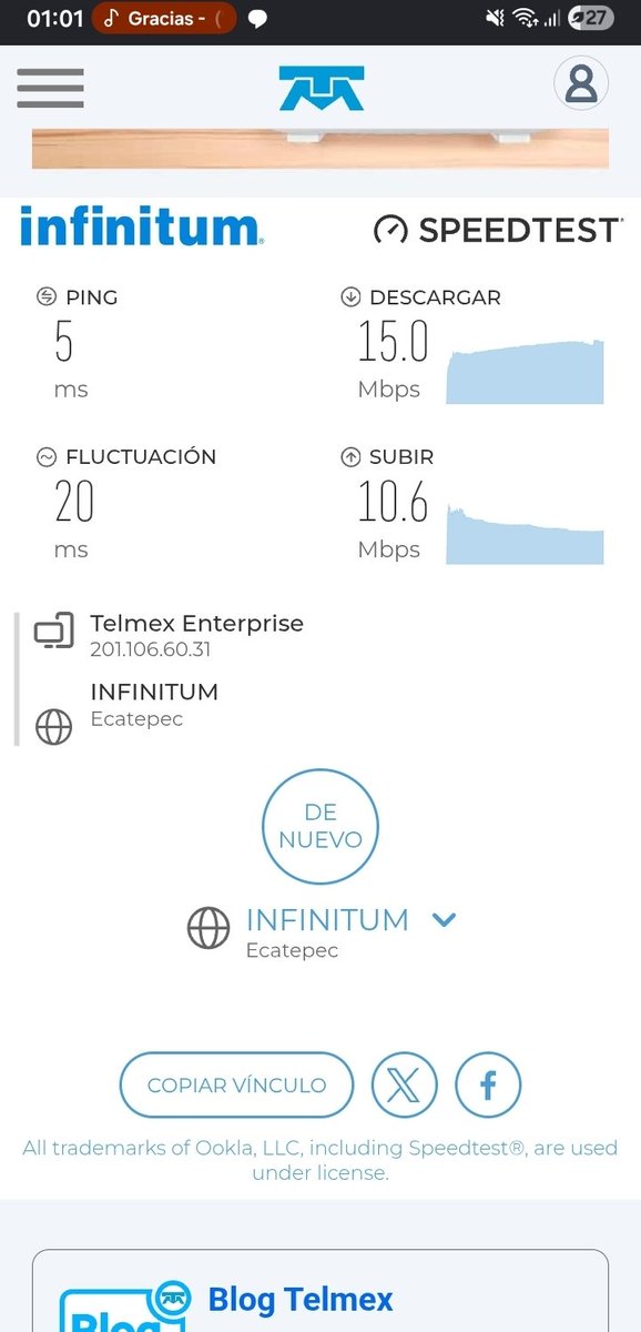 eduardo279's tweet photo. Yo solo les digo 1 de la mañana y vean sus parámetros de Internet @Carlos_Slim_D @hectorslimseade @telmexsoluciona arriba del lado izquierdo esta la hora que es de apenas https://t.co/eeZ7WSykQS