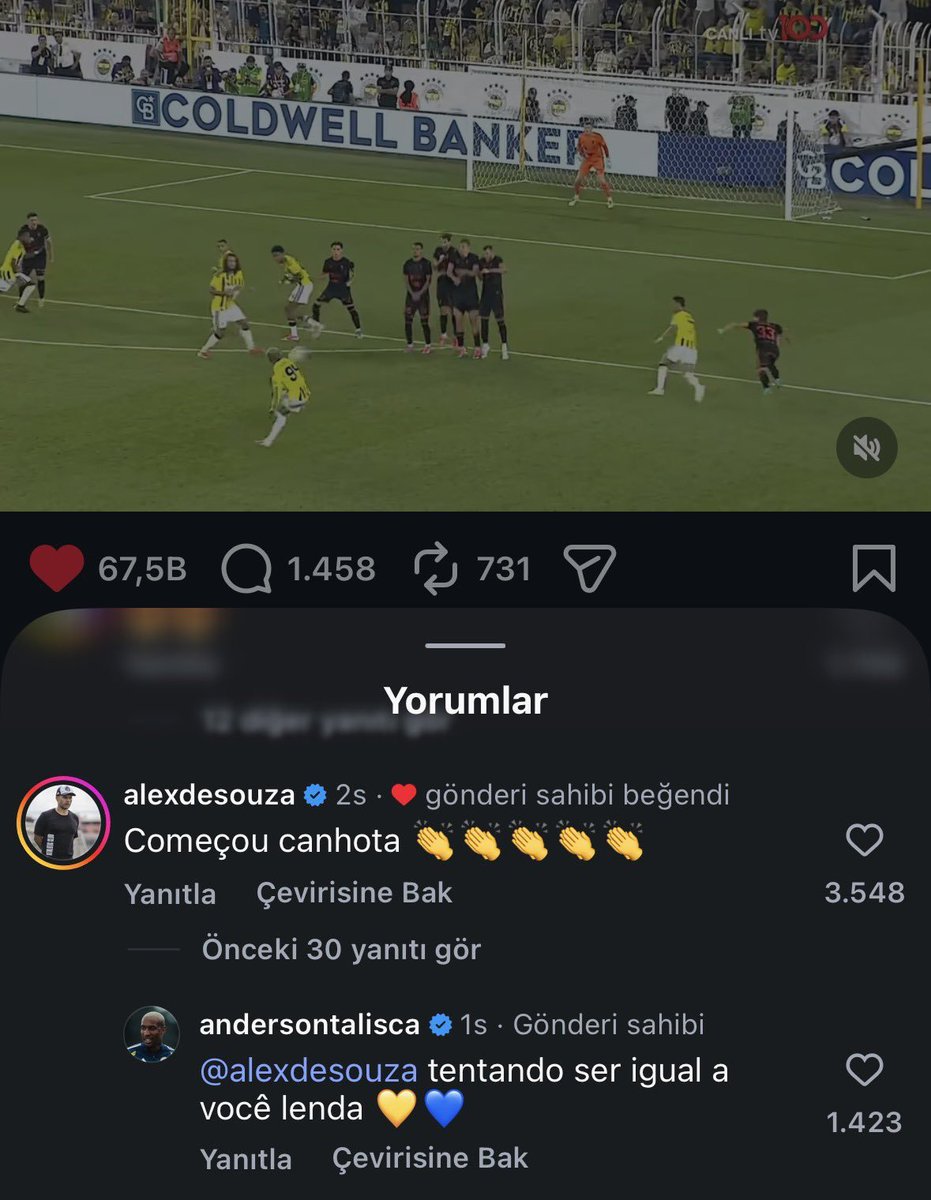 12numaraorg's tweet photo. Alex de Souza: "Solak şova başladı. 👏👏👏👏👏" 

Anderson Talisca: "Senin gibi olmaya çalışıyorum efsane.. 💛💙" https://t.co/0zU7eK9ZOk