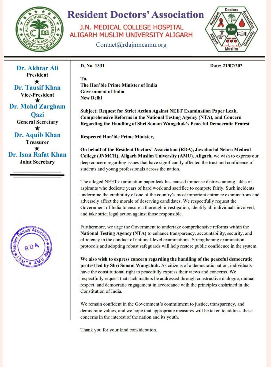 FAIMA_INDIA_'s tweet photo. Resident Doctor's association all over India demanding accountability for NEET UG Paper leak under banner of @FAIMA_INDIA_ .

@ANI @PTI_News @ians_india 
@dpradhanbjp @hemantrajora_ https://t.co/HvOnGsDBxm