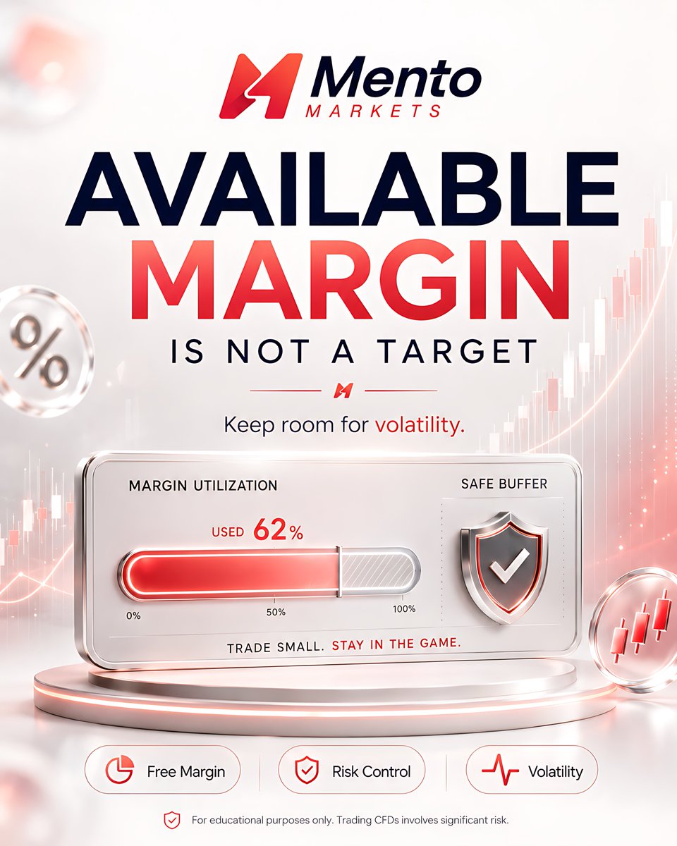 MentoMarkets's tweet photo. 💡 Available margin is not a trading target.

Keep sufficient free margin, assess the combined risk of open positions, and use margin to manage your account—not to trade larger.

#TradingTipWednesday #MentoMarkets #LeverageRisk

Educational only. CFDs involve significant risk. https://t.co/q1PLvXLTE1