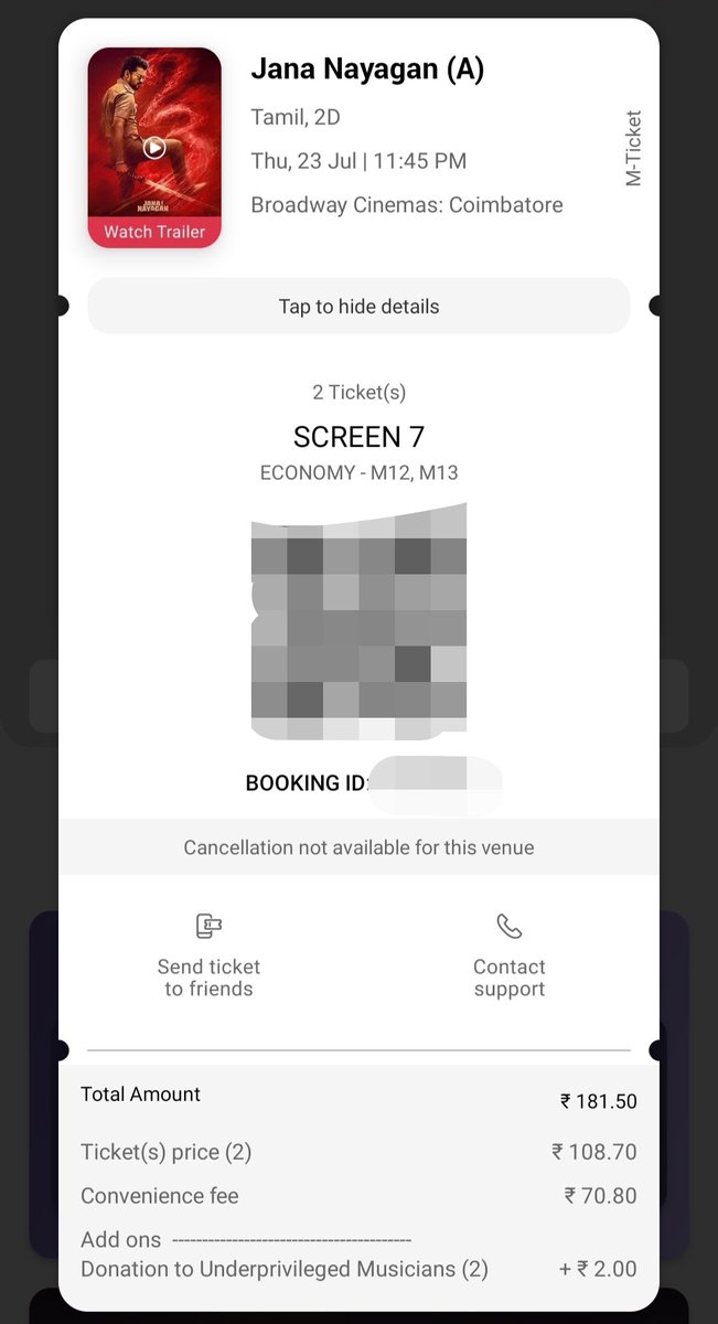 CaptainSK2305's tweet photo. @iammoviebuff007 🎬 #Jananayagan tickets available!

📍 Broadway Cinemas, Coimbatore 
🗓️ Thursday,  23rd July
🕓 11.45 PM - 2 ticket's Economy

No Extra Amount 

Interested Person Contact Me 7397500378 https://t.co/51Hc3T142r