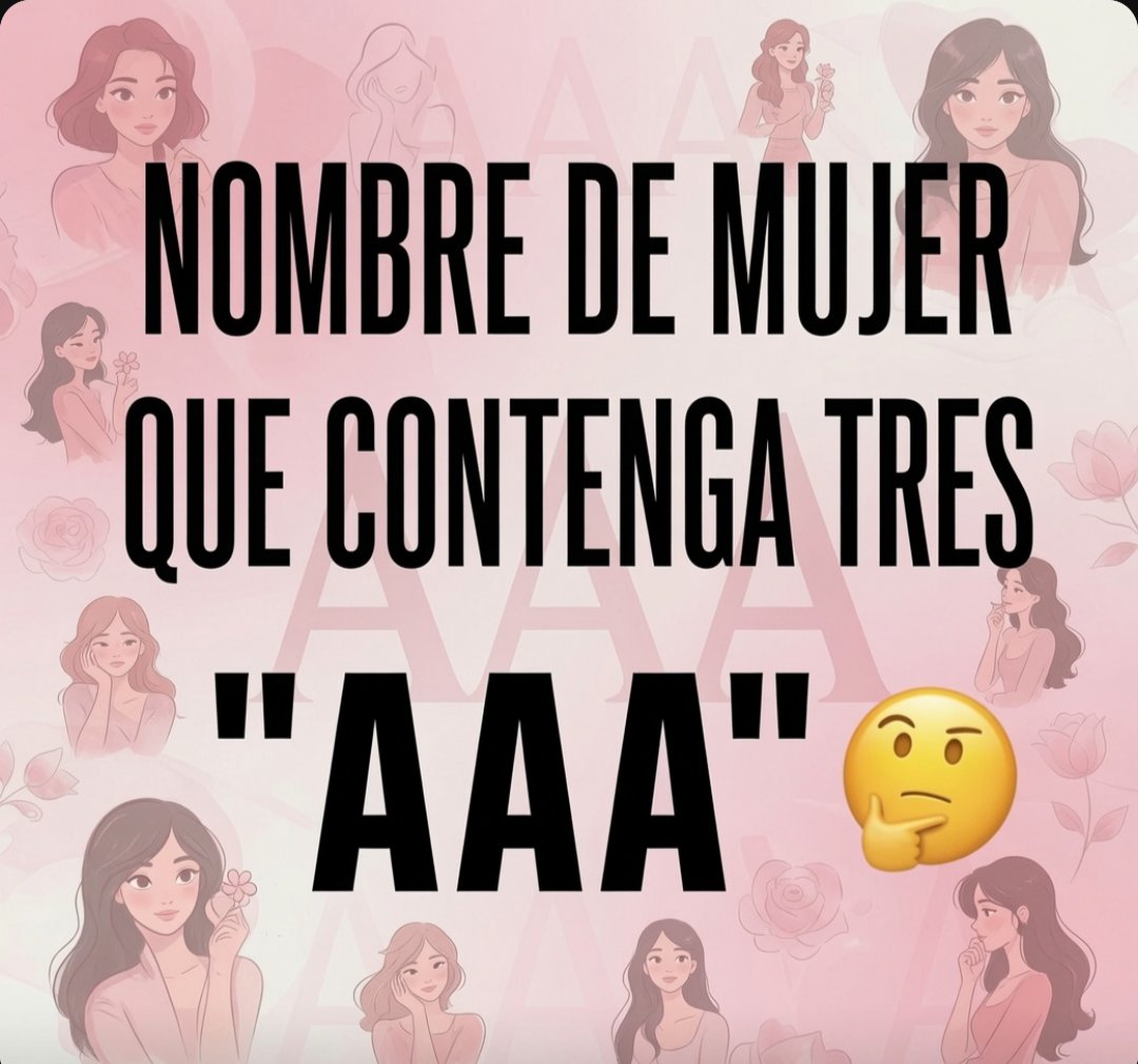 AlejoPrieto29's tweet photo. Pensé en varios nombres pero ninguno tenía las tres letras juntas. Al final se me ocurrió uno bastante común 🤔👩

#retos #logica #acertijos https://t.co/BWyp1bherB