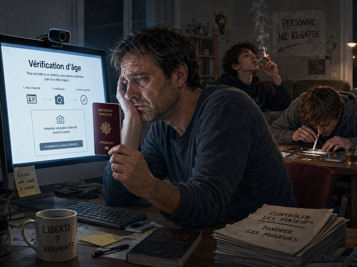 LerouxArthur10's tweet photo. Réseaux sociaux interdits aux moins de 15 ans : l'Etat désarme les parents et assassine les libertés !

Le Parlement l'a voté mardi. Dès septembre, les réseaux sociaux seront interdits aux moins de quinze ans, et la France se félicite d'ouvrir la voie en Europe. Emmanuel Macron y voit une « avancée majeure ». J'y vois une fausse générosité, et une double abdication. Celle des parents, qu'on dispense d'élever leurs enfants. Celle de la liberté, qu'on sacrifie sur l'autel toujours commode de la protection.

Le plus révoltant, c'est que l'outil existait déjà, et que l'État le savait mieux que personne. Depuis la loi Studer de 2022, pleinement en vigueur depuis juillet 2024, tout appareil connecté vendu en France embarque un dispositif de contrôle parental gratuit, dont l'activation est proposée dès le premier allumage. Un outil fin, réglable enfant par enfant, foyer par foyer, et qui ne fiche personne. Le législateur avait donc placé l'arme efficace entre les mains des parents. Trois ans plus tard, plutôt que de faire vivre cet outil, il tranche à leur place et remet la décision à l'administration. Ce n'est pas un progrès. C'est un aveu.

Car éduquer un enfant au numérique, lui fixer des bornes et s'y tenir, demeure l'un des offices les plus intimes de l'autorité parentale. En décidant à leur place, l'État ne soulage pas les parents, il les déclare inaptes. Or la responsabilité est une faculté qui s'exerce ou qui s'éteint.

Vient ensuite le vice que la générosité affichée s'emploie à masquer. Pour interdire un service aux moins de quinze ans, il faut vérifier l'âge de chacun. Et pour vérifier l'âge de chacun, il faut lever l'anonymat de tous. On ne filtre pas les enfants sans ficher les adultes. Là où le contrôle parental agissait sur l'appareil sans jamais réclamer nos identités, l'interdiction dresse une architecture de surveillance au-dessus de la population entière. Le Conseil d'État avait prévenu au nom de la liberté d'expression. La gauche elle-même saisit le Conseil constitutionnel au nom de la vie privée. Quand les partisans habituels de tous les contrôles s'effarouchent de celui-ci, c'est que la ligne a été franchie.

Et pour quel résultat ? En Australie, où un dispositif comparable existe déjà, près de huit adolescents sur dix le contournent sans même y songer. Un simple réseau privé virtuel suffit. La loi manquera donc son unique cible, mais elle atteindra sans faillir tous ceux qu'elle ne visait pas. Le mineur qu'on prétend sauver, on l'aura seulement contraint à ruser. L'adulte qu'on ne cherchait pas, on l'aura fiché pour de bon.

Qu'on ne se méprenne pas. Le danger est réel, l'agence sanitaire l'a établi, et nul parent lucide ne le conteste. Mais entre l'inertie et l'interdiction fichée s'étendait tout un territoire, celui, précisément, des outils qu'on avait déjà votés. On a préféré la mesure qui flatte l'électeur inquiet et qui gonfle l'administration. La plus facile, jamais la plus juste.

Une société libre ne règle pas ses difficultés d'éducation à coups d'interdits et de fichiers. Elle équipe les familles, puis leur fait confiance. 

Le jour où l'on prétend veiller sur les enfants en surveillant les adultes, ce ne sont plus les enfants que l'on protège : c'est le pouvoir qui se protège de nous.