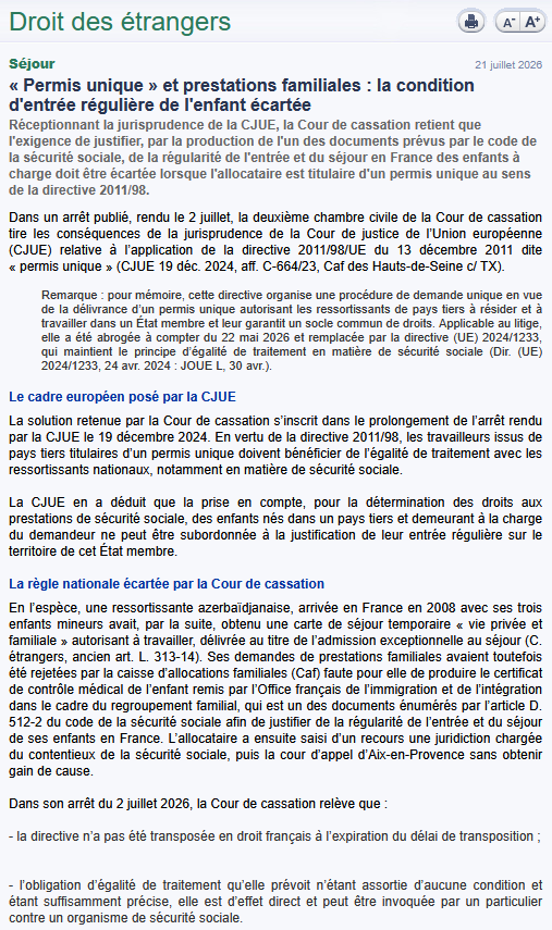 EtienneLahyre's tweet photo. Pendant que l'on s'agite autour du théâtre d'ombres que constitue le Parlement français, "dans la pénombre des commissions et le clair obscur des cours de justice" (Séguin), le "projet européen" se porte bien, merci pour lui !

Et c'est à Luxembourg que se trouve la véritable Cour suprême de la France, la Cour de Cassation et le Conseil d'État étant tenus de faire application de sa jurisprudence.

Voici un exemple récent :

La France avait refusé de verser des allocations familiales à une ressortissante azerbaïdjanaise au motif que celle-ci n'était pas en mesure de justifier de l'entrée régulière en France de ses trois enfants mineurs.

La Cour de Cassation vient d'annuler ce refus. Voici son raisonnement :

. Dans un arrêt du 19 décembre 2024, la CJUE considère qu'en application de la directive UE 2011/98, les travailleurs issus de pays tiers titulaires d'un permis unique doivent bénéficier de l'égalité de traitement avec les ressortissants nationaux, notamment en matière de sécurité sociale ;

. Cette directive n'a pas été transposée en droit français à l'issue du délai de transposition qu'elle prévoyait ; la requérante est donc fondée à se prévaloir directement de ce texte, suffisamment précis et inconditionnel (jurisprudence Van Duyn affaire 41-74, 4 décembre 1974 : https://t.co/shtiUKRgjn).

. Conséquence concrète : un étranger en situation régulière qui ignore délibérément les exigences du CESEDA pour faire venir ses enfants en France pourra bénéficier d'allocations familiales.

Voilà qui devrait éclairer la lanterne de ceux qui ne comprennent toujours pas les implications des principes de primauté et d'effet direct du droit européen, et qui rêveraient une fois au pouvoir de mettre en oeuvre la priorité nationale...

Généralisons le propos en bifurquant sur l'actualité immédiate.

L'Assemblée nationale vient d'adopter le texte interdisant aux mineurs de moins de quinze ans l'accès aux réseaux sociaux, et ainsi d'ouvrir une redoutable boîte de Pandore.

Certains espèrent que le Conseil constitutionnel censurera le texte et/ou que le Conseil d'État juge inconventionnels au regard du DSA ses futurs décrets d'application (https://t.co/2dIEAj1GNT).

Une remarque liminaire : il ne faut jamais se réjouir, pour les besoins ponctuels de la cause, que le Conseil constitutionnel fasse application de sa jurisprudence scélérate de juillet 1971 et que le Conseil d'État en fasse de même avec sa décision Nicolo de 1989.

Quand bien même le CC et le CE rendraient-ils respectivement des décisions d'inconstitutionnalité et d'inconventionnalité, celles-ci seraient vaines à moyen terme.

En effet, Von der Leyen a annoncé son intention de proposer un texte européen à l'objet proche (objectif de façade : retarder l'accès des mineurs aux réseaux sociaux ; objectif réel : disposer d'une architecture réglementaire et technique notamment pour identifier et traquer les adversaires du "projet européen", hostiles à #nosvaleurs : https://t.co/pR34dW2CTc).

Le projet de texte européen sera soumis à la procédure législative ordinaire (codécision Conseil / PE), c'est-à-dire qu'il ne requiert pas l'unanimité des États membres.

Si l'UE fait le choix d'un règlement (ce qui semble probable), il sera directement applicable dans tous ses éléments, excluant une transposition nationale, et ainsi toute intervention du Parlement et tout contrôle préalable par le CC. Si c'est une directive, elle devra être transposée et invocable même dans les États récalcitrants après l'expiration du délai de transposition (jurisprudence Van Duyn précitée).

Bref, le débat public en France ignore encore et toujours l'éléphant dans la pièce, l'UE !

Qu'il s'agisse d'immigration, de libertés fondamentales et de bien d'autres sujets tout aussi cruciaux, le pouvoir n'est plus à Paris.

Soit on l'accepte et on acte la disparition de la France en tant qu'État souverain, soit on considère, comme le Général de Gaulle, que "la démocratie se confond exactement (...) avec la souveraineté nationale. La démocratie c'est le gouvernement du peuple par le peuple, et la souveraineté nationale, c'est le peuple exerçant sa souveraineté sans entrave" et on en tire toutes les conséquences.