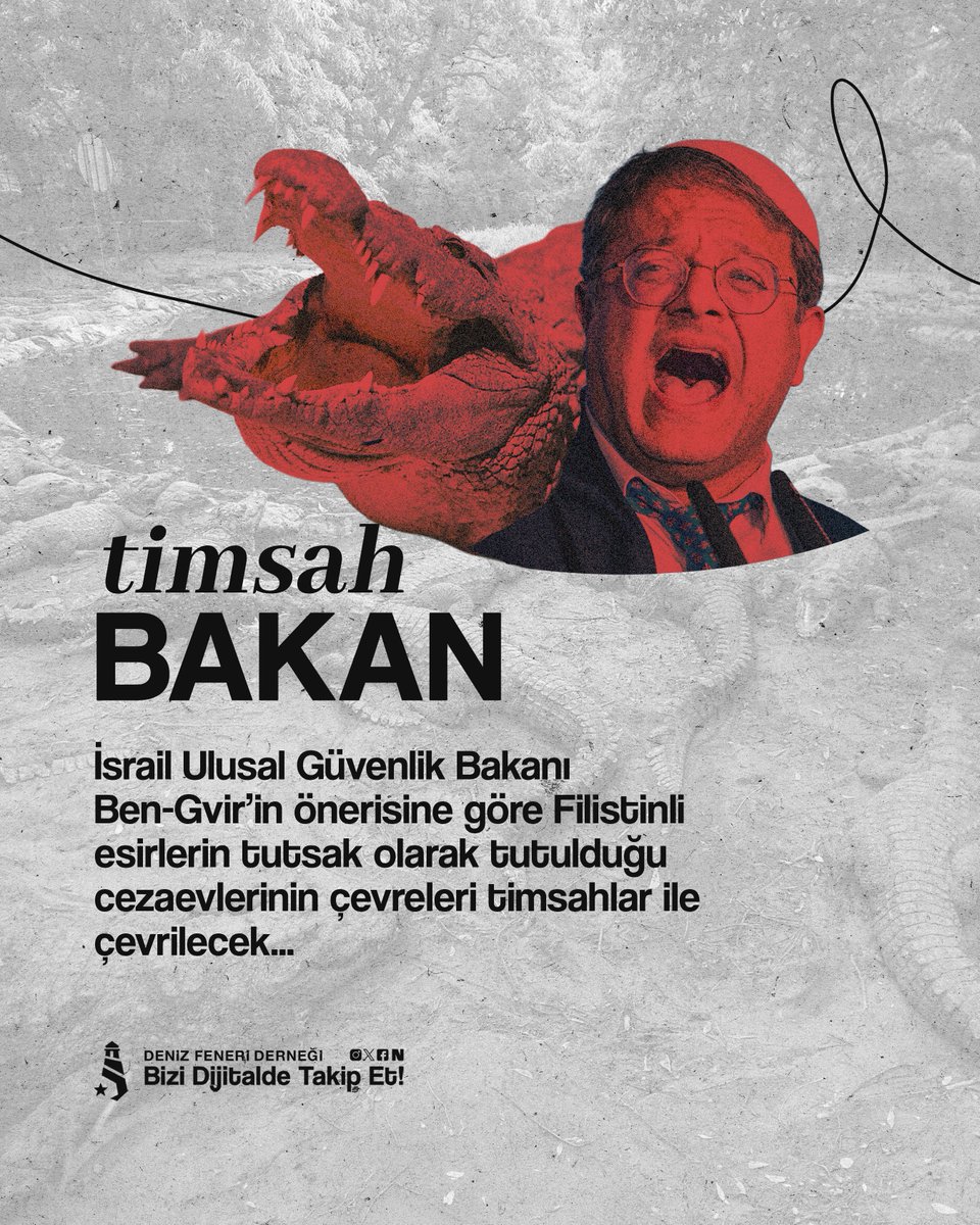 denizfeneriorg's tweet photo. Filistin'de zulmün sınırı yok!

Terör devleti İsrail, Filistinli esirlerin tutulduğu cezaevlerini timsahlarla çevrelemeye hazırlanıyor.

Sesimizi yükseltelim, bu zulme dur diyelim!
📨 GAZZE yazıp 5560’a SMS göndererek 50 TL bağışta bulunabilirsiniz.
🌐 Online bağış: https://t.co/TlWL447ODe