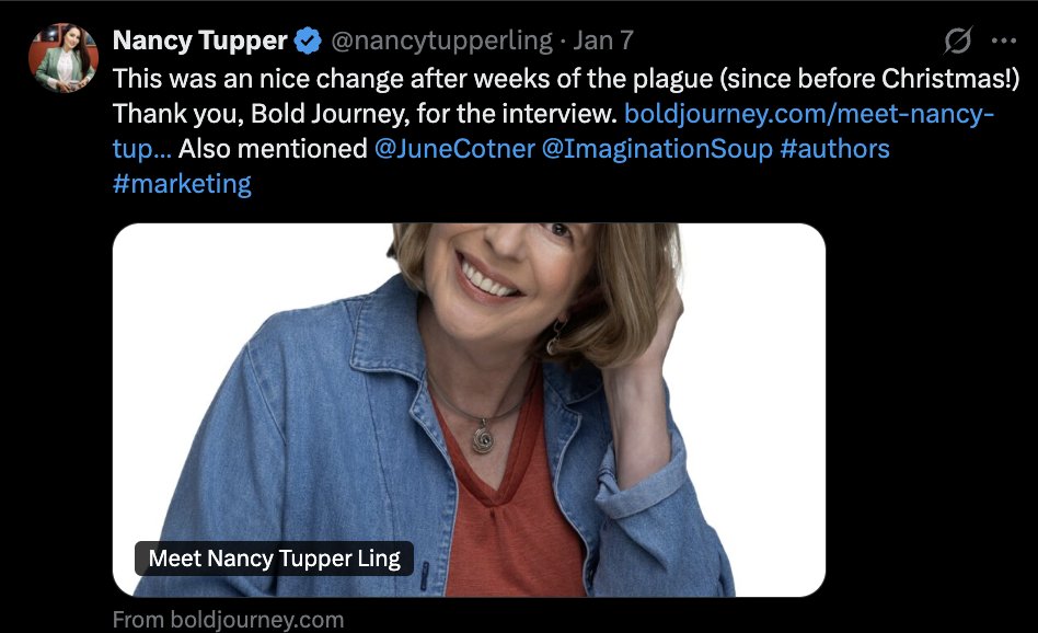 JBSchweitzer's tweet photo. WARNING: 

A colleague received a request from a claimed @Bloomberg reporter, but this appears to be an account stolen from a children's author.

In DMs, they sent a calendly, but didn't prove ownership of a Bloomberg email. Many of you follow them.

Cc: @olgakharif @crypto https://t.co/MRHIFskaIF