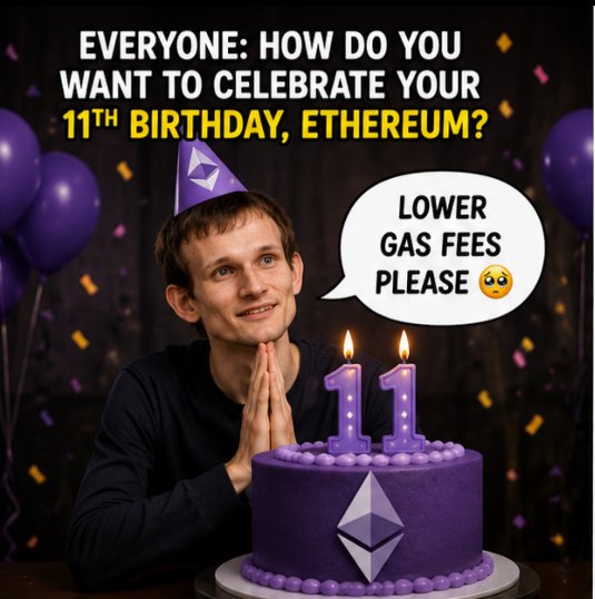 0xluxifer's tweet photo. @officialmudrex ETH turns 11.
Gas fees still acting like they're 11 too. 😭💜

#EthereumTurns11 #MudrexCelebratesETH https://t.co/SnqXCKSBf0