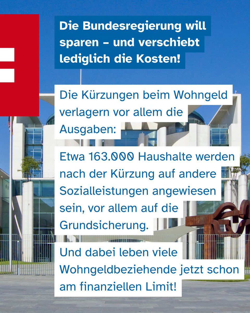 Paritaet's tweet photo. Die Bundesregierung will beim Wohnen sparen und das Wohngeld kürzen. Sie trifft damit vor allem jene, die sowieso schon am Limit leben: Familien mit Kindern, Erwerbstätige mit niedrigen Einkommen und Rentner*innen mit kleinen Renten. https://t.co/N8M1ZYTKeT