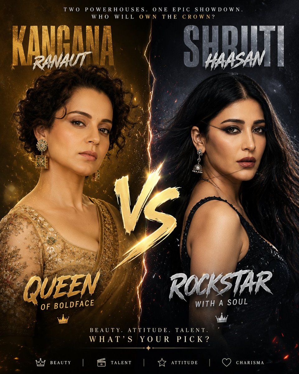 ActressTalk's tweet photo. Vote 
#KanganaRanaut #ShrutiHaasan https://t.co/uT8iV6aVdW