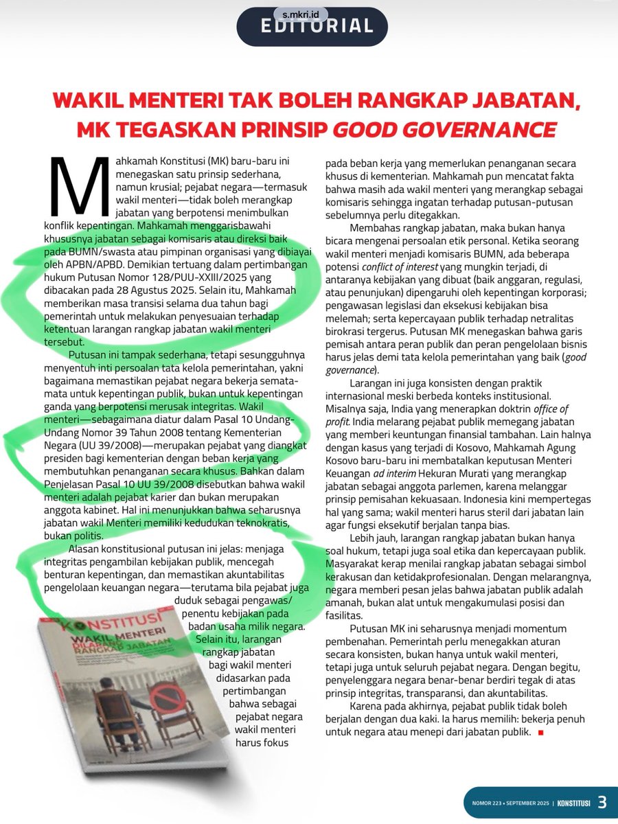 penduduk_lokal_'s tweet photo. Kepala BGN terbaru adalah bagian dari pengkhianat Konstitusi bersama 30 Wamen lainnya.

Disaat Guru Honorer dipidana  & diperlakukan layaknya kriminal karena rangkap jabatan.

Para Wamen?

Mendapatkan jabatan baru dari sebuah proyek korup MBG. Padahal Putusan MK Nomor 128/PUU-XXIII/2025 telah menyatakan dengan jelas soal larangan rangkap jabatan Menteri & Wakil Menteri.

Kita bekerja sampai mati di Indonesia hanya untuk menghidupi para Menteri & Wakil Menteri.