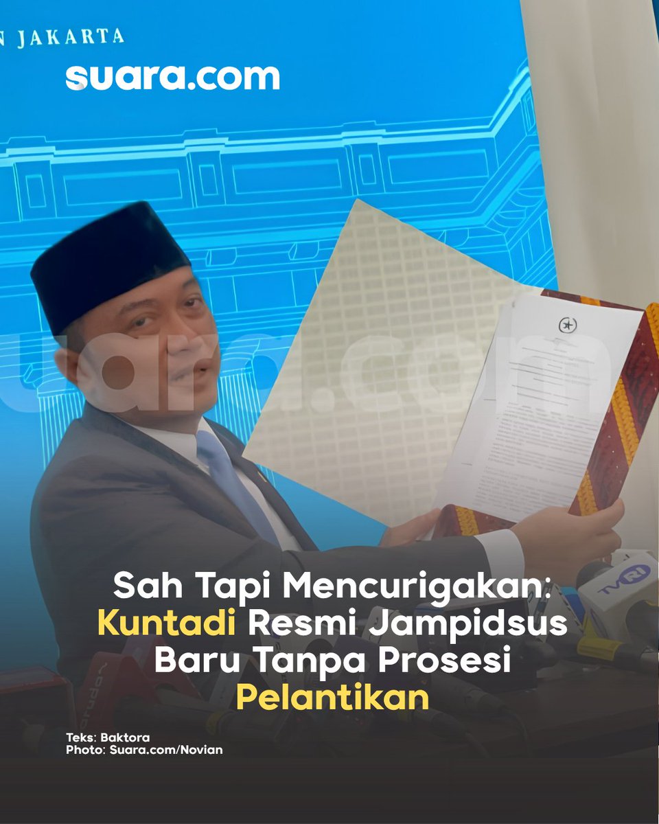 suaradotcom's tweet photo. Jabatan sepenting Jampidsus kini diisi tanpa proses pelantikan terbuka: apakah ini efisiensi birokrasi, atau ada agenda mendesak yang sengaja ditutupi dari publik?

https://t.co/0ujGehb5sR

#jampidsus #kuntadi #pelantikan #istana #presiden BM https://t.co/EgFCG85JAs