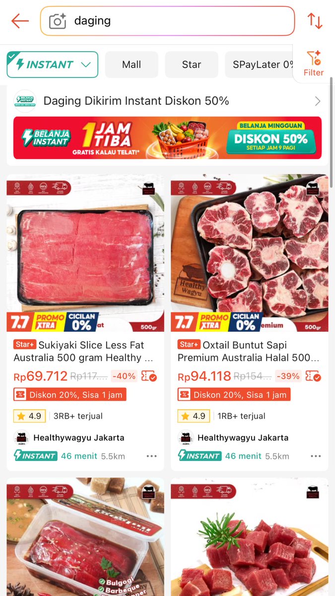 synetzyyy's tweet photo. Iya tau pada bingung beli daging yg seger seger kan ??? tau kok tauuu cobain dehhh Shopee Belanja Instant 1 Jam Tiba. Kenyal gitu mantep banget dipake apa aja terus ada Diskon 50%, ditambah dapet benefit Gratis Voucher Kalau Telat 🥩✨ #DagingTelurShopeeInstant1Jam https://t.co/QgLiOILXmK