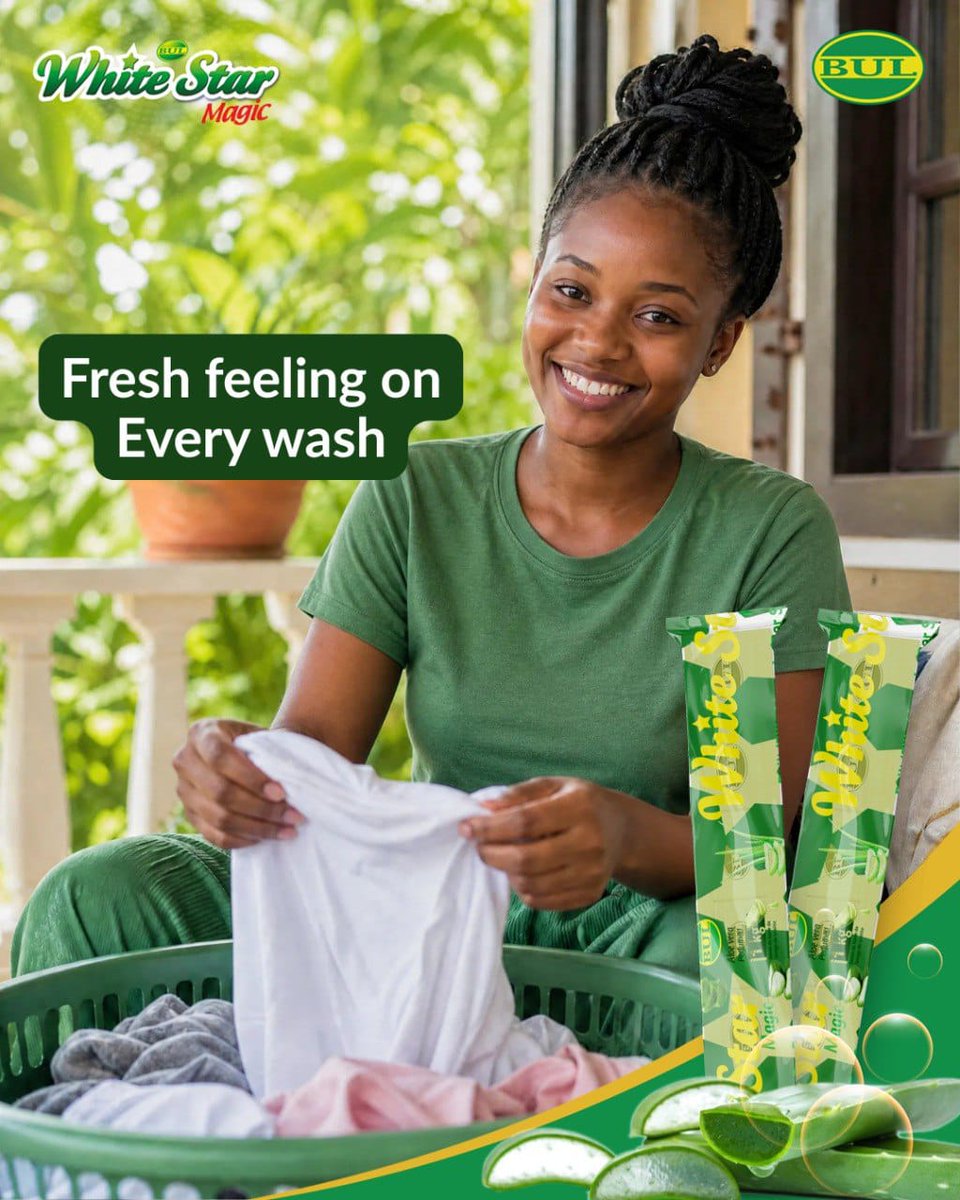 BidcoUganda's tweet photo. Enjoy the confidence of perfectly clean and fresh clothes with White Star Soap.
Leaves every wash looking and smelling fresh.
#WashingSoap https://t.co/Ws0TNgrZtz