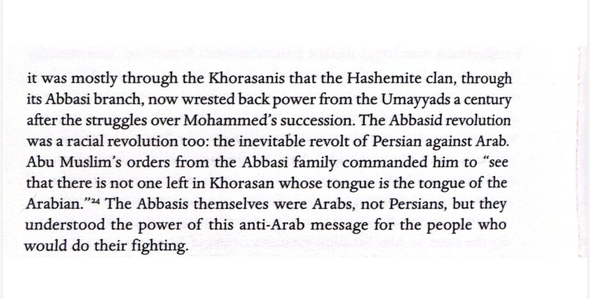 BiruniKhorasan's tweet photo. “See that there is not one left in Khorasan whose tongue is the tongue of the Arabian.”

Despite being Arabs themselves, the Abbasids asked their Iranian ally Abu Muslim Khorasani to kill every Arab in Khorasan during the Abbasid Revolution (8th century AD) against the Umayyad. https://t.co/fEupvuJtRr