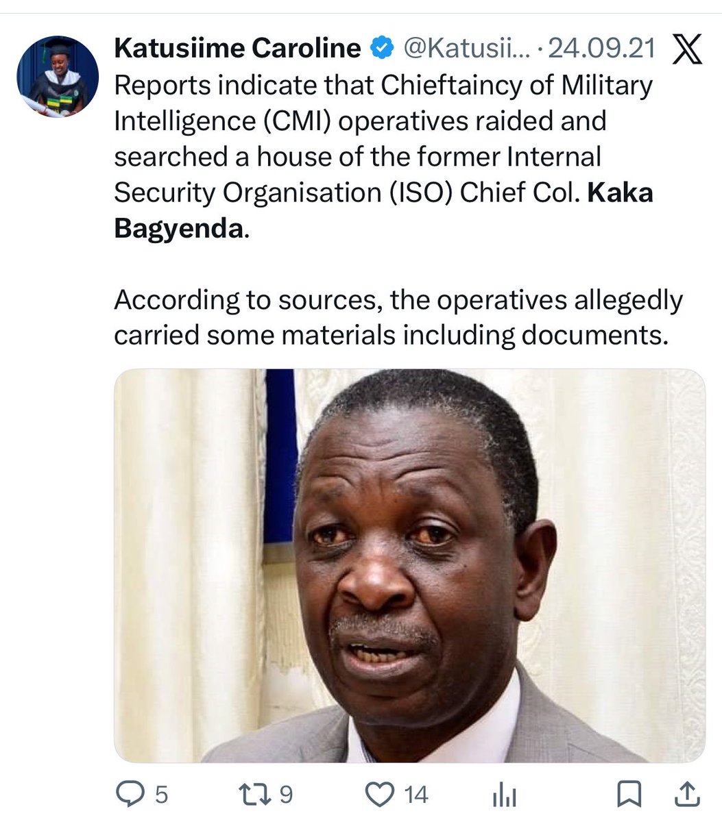 SuunaKing_James's tweet photo. A LIST OF UPDF OFFICERS WHO HAVE FABRICATED INTELLIGENCE REPORTS. 

1. Col. Kaka Bagyenda fabricated intelligence within the Internal Security Organisation (ISO). He has been abducted numerous citizens, who were taken to Kalangala Island, tortured, and labelled as saboteurs of the regime. A number of people were tortured, killed and others killed during his tenure, most notably John Bosco Kibalama. He’s facing US, EU and UK sanctions 

2. Gen. Kale Kayihura 
fabricated police intelligence. He abducted, killed and disappeared  many citizens, subjecting them to torture, and later presenting them in court as ADF or Al-Shabaab terrorists. During his tenure, Moslems were abducted, killed and others charged for allegedly carrying out high profile murders, of for example Sheikhs Bahiga and others, Kaweesi, Abiriga, Kirumira and Kagezi are also linked to his killing group, the Flying Squad which carried out targeted exterminations. Criminal Kayihura is also facing US, UK and EU sanctions. 

3. Maj. Birungi 
fabricated intelligence within the Chieftaincy of Military Intelligence (CMI). He orchestrated bomb attacks in Kampala for example Munyonyo and Kalerwe that killed civilians and then blamed the attacks on the ADF. He was arraigned in army court yesterday and remanded after spending over six months in military detention.

4. Gen. Muhoes 
fabricates military intelligence by abducting opposition leaders and  supporters, tortures  them, and then brand them as rebels. This one has raided the homes of opposition supporters, tortured. killed people, and has always boasted commanding these criminal acts on opposition leaders @HEBobiwine   and his wife Barbie, assault on Kivumbi’s residence which left 10 people dead, abduction and torture of @KakwenzaRukira Eddie Mutwe, Besigye, Lukwago and the list is endless. 
Unfortunately, no known sanction from the West @StateDept @USTreasury @EU_Commission @10DowningStreet have never imposed any sanctions on him or his killing group. 
#FreeOurCountry