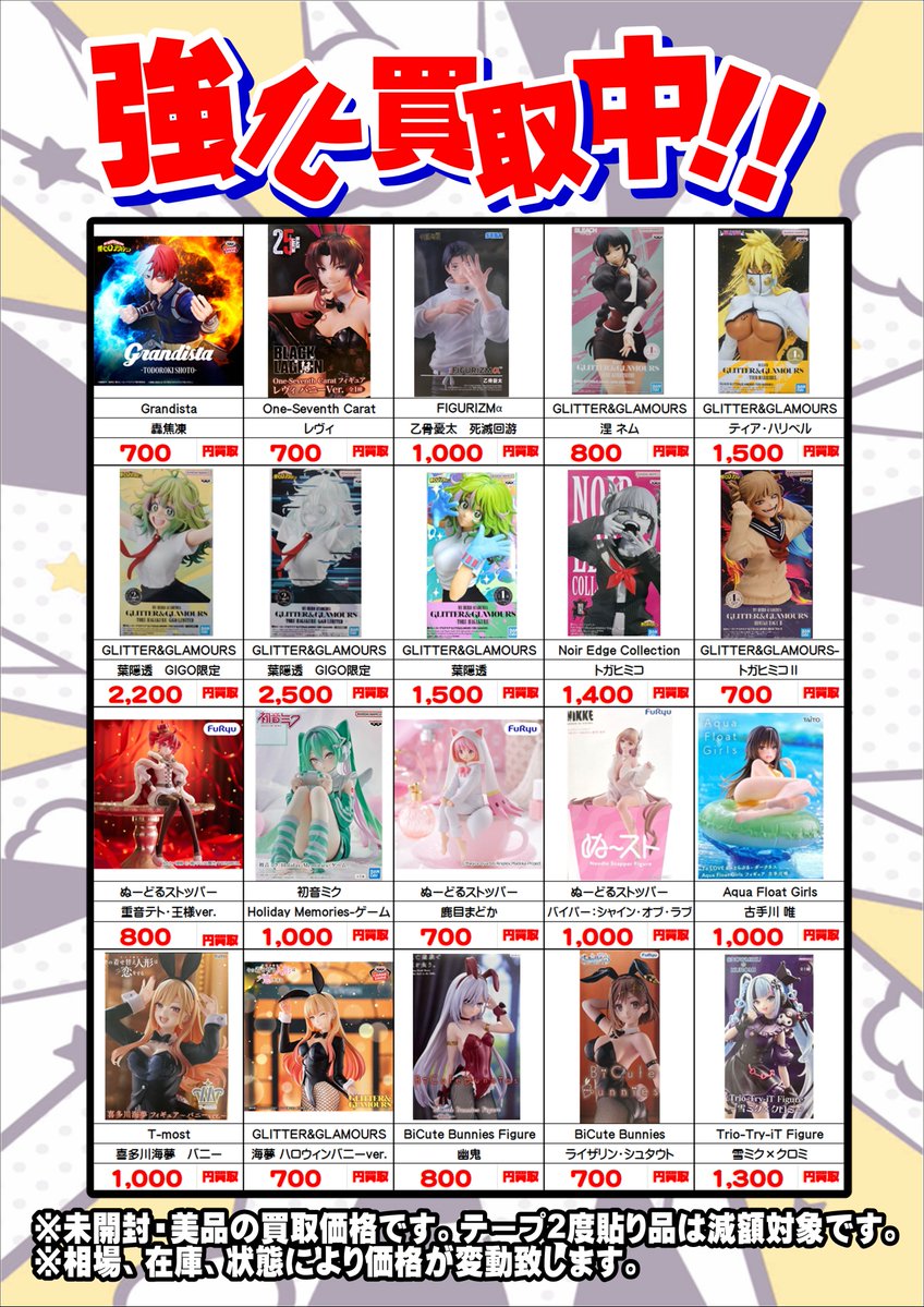 🔥玩具部門買取情報🔥 現在の強化買取プライズフィギュアはこちら🍉