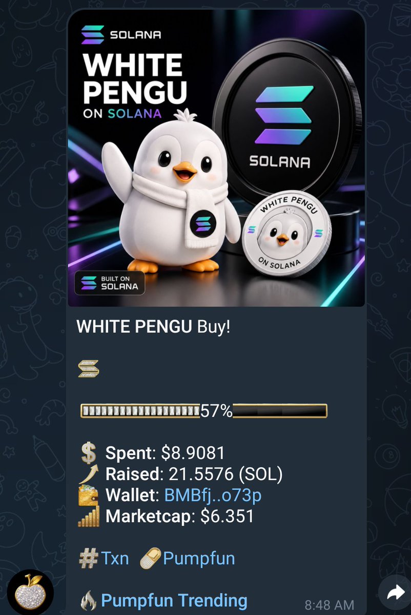 WhitepenguSol's tweet photo. We are approaching bounding curve 
WHITE PENGU ON SOLANA CHAIN 🔥🔥🔥🔥🐧 
Keep supporting and keeping holding.

@solana @Whale___SOLL @ObezX_ @Cryptoceleb1 @PhtEmmanuelO @ProphetJoelO @DPatient_Bull @fayazyash7 @firescreener @Vet_2024 @TheCoin_Pump @Pumpfun https://t.co/khTBELq0O4