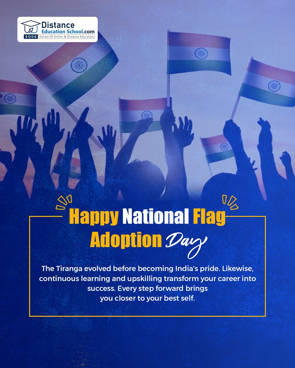 distanceeduschl's tweet photo. National Flag Adoption Day.

@distanceeduschl 

#FlagAdoptionDay #Valsad #OmegaStockRadar #ModiGovt #HappyBirthdayDevaBhau #RaktDanSevaYadnya https://t.co/1t3nkXhJQM