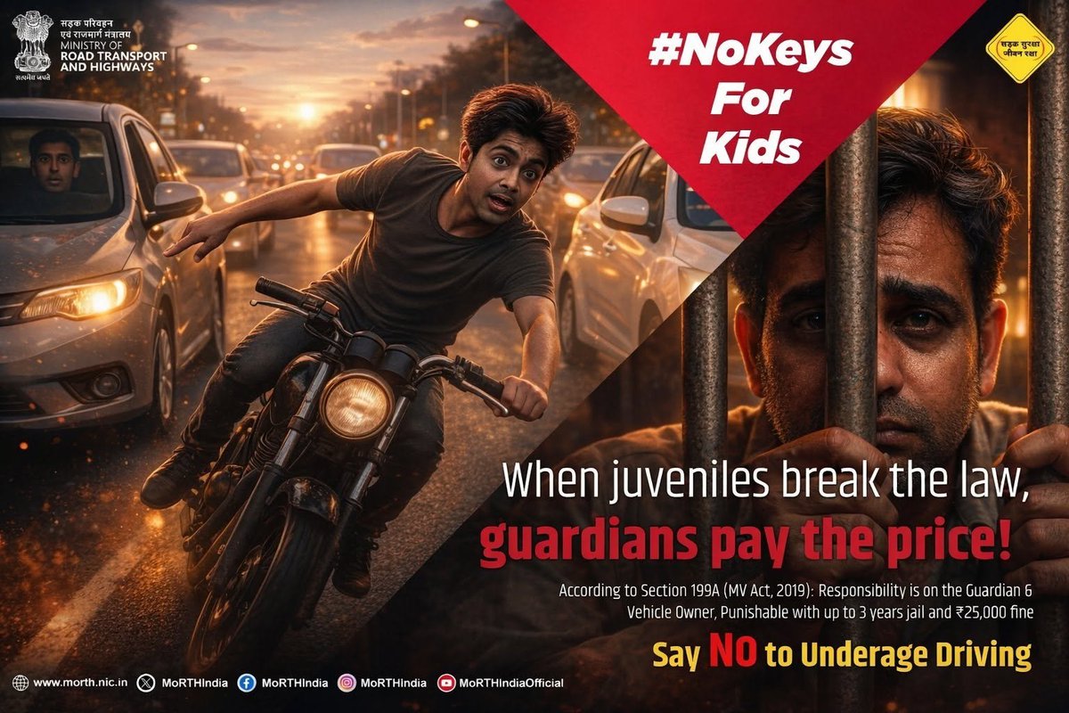 hydcitypolice's tweet photo. One reckless ride can change lives forever.
Protect your child. Say NO to underage driving. #NoKeysForKids #TrafficSafety #SafetyFirst https://t.co/mNNfs6pHei